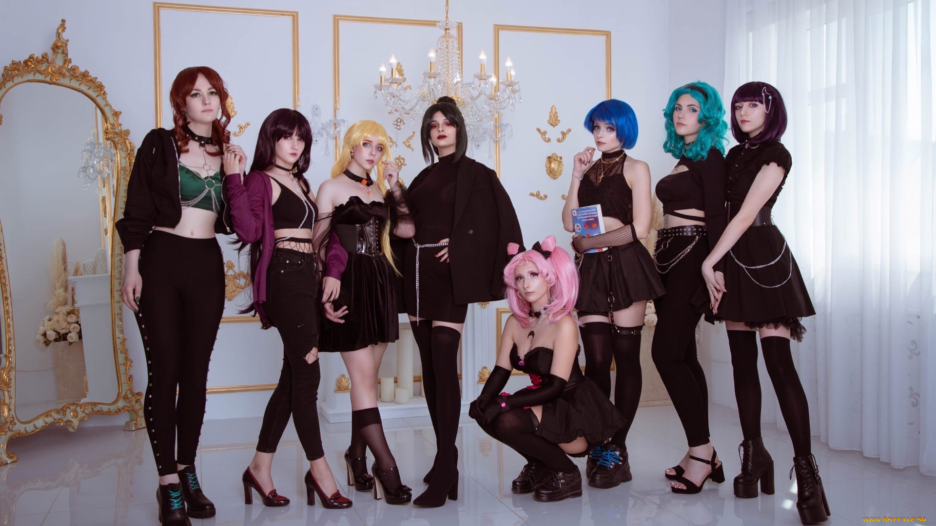 девушки, -, креатив, , косплей, костюмы, образы, зеркало, зал