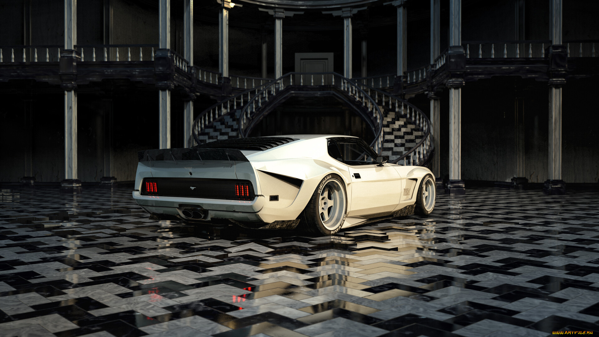 ford, mustang, mach-1, evo, 1971, автомобили, 3д, ford, mustang, mach-1, evo, 1971, tuning, car, тюнинг, авто