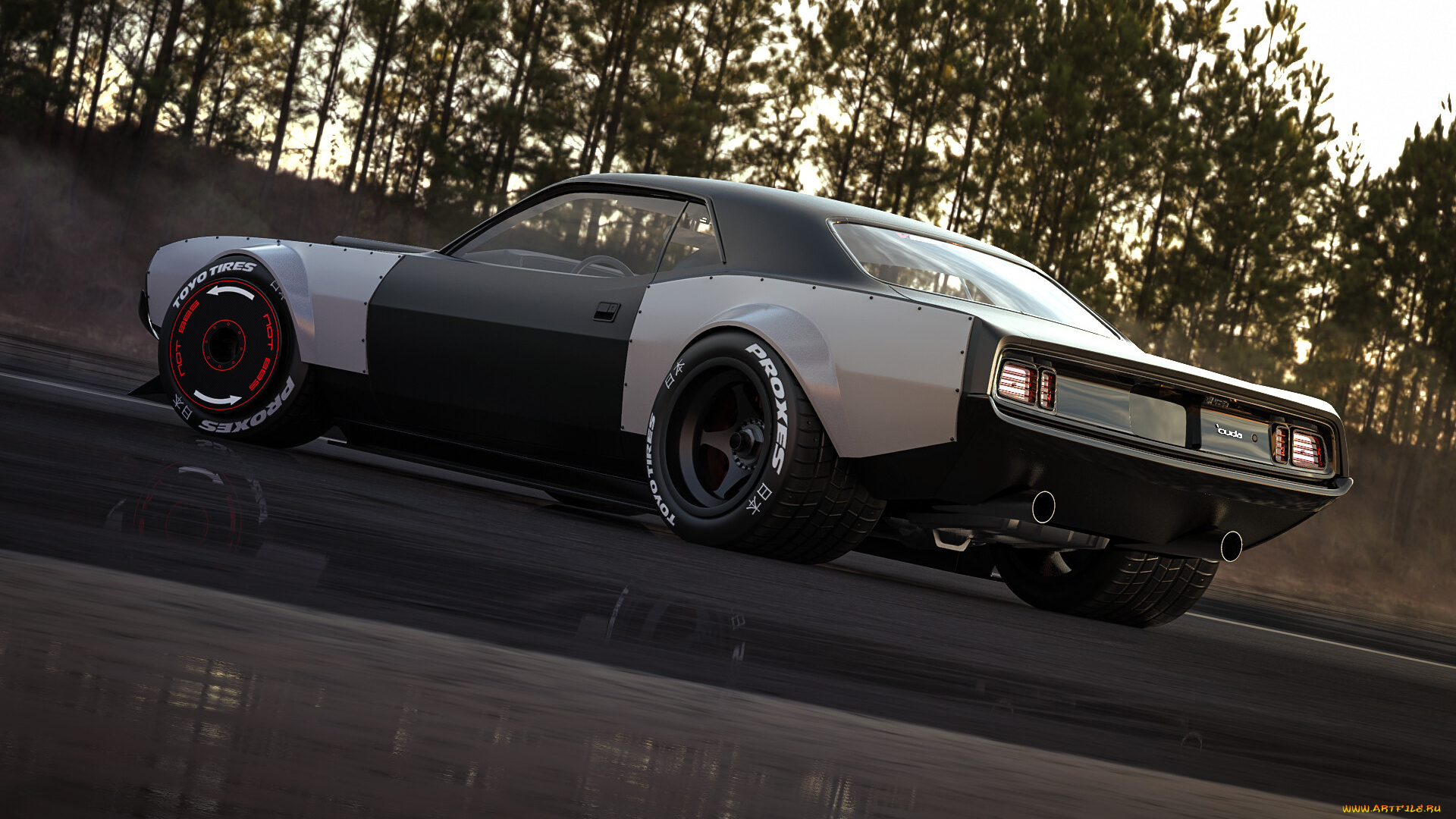 plymouth, hemi, cuda, автомобили, 3д, plymouth, hemi, cuda, barracuda, widebody, tuning, car, тюнинг, авто