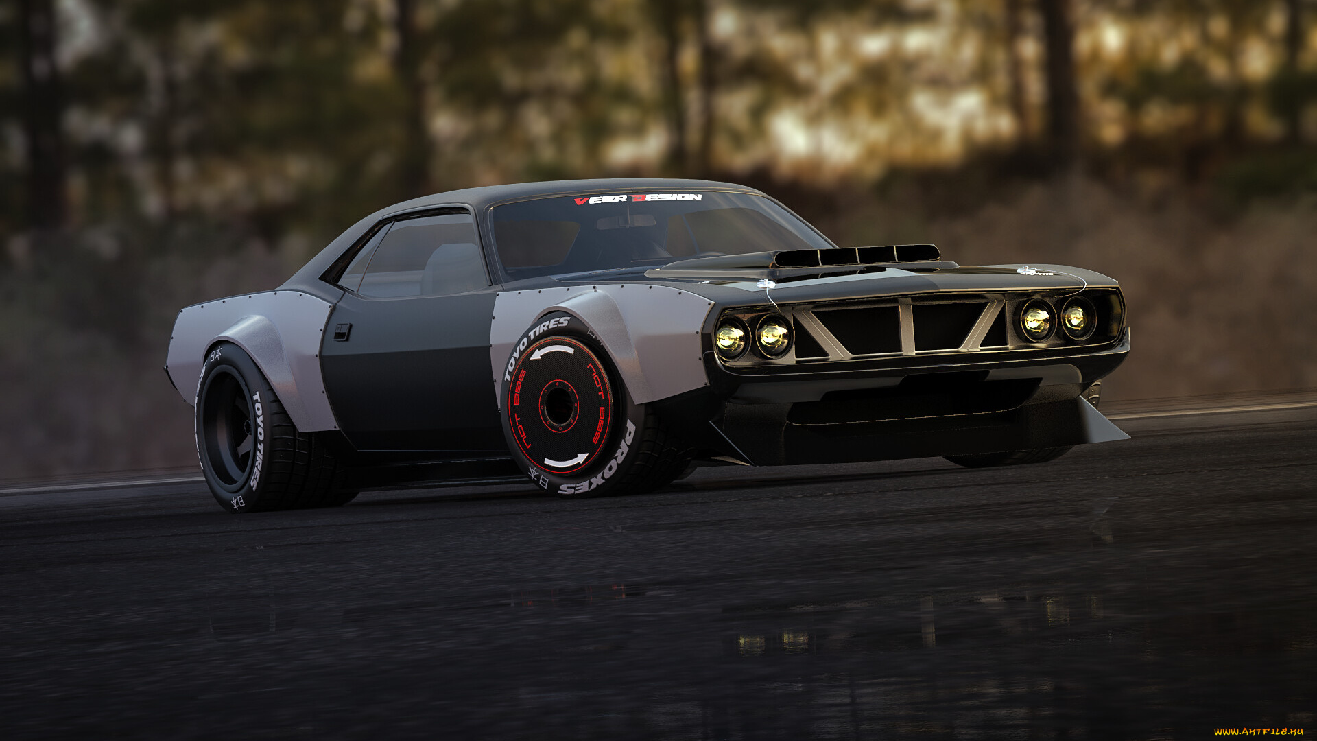 plymouth, hemi, cuda, автомобили, 3д, plymouth, hemi, cuda, barracuda, widebody, tuning, car, тюнинг, авто