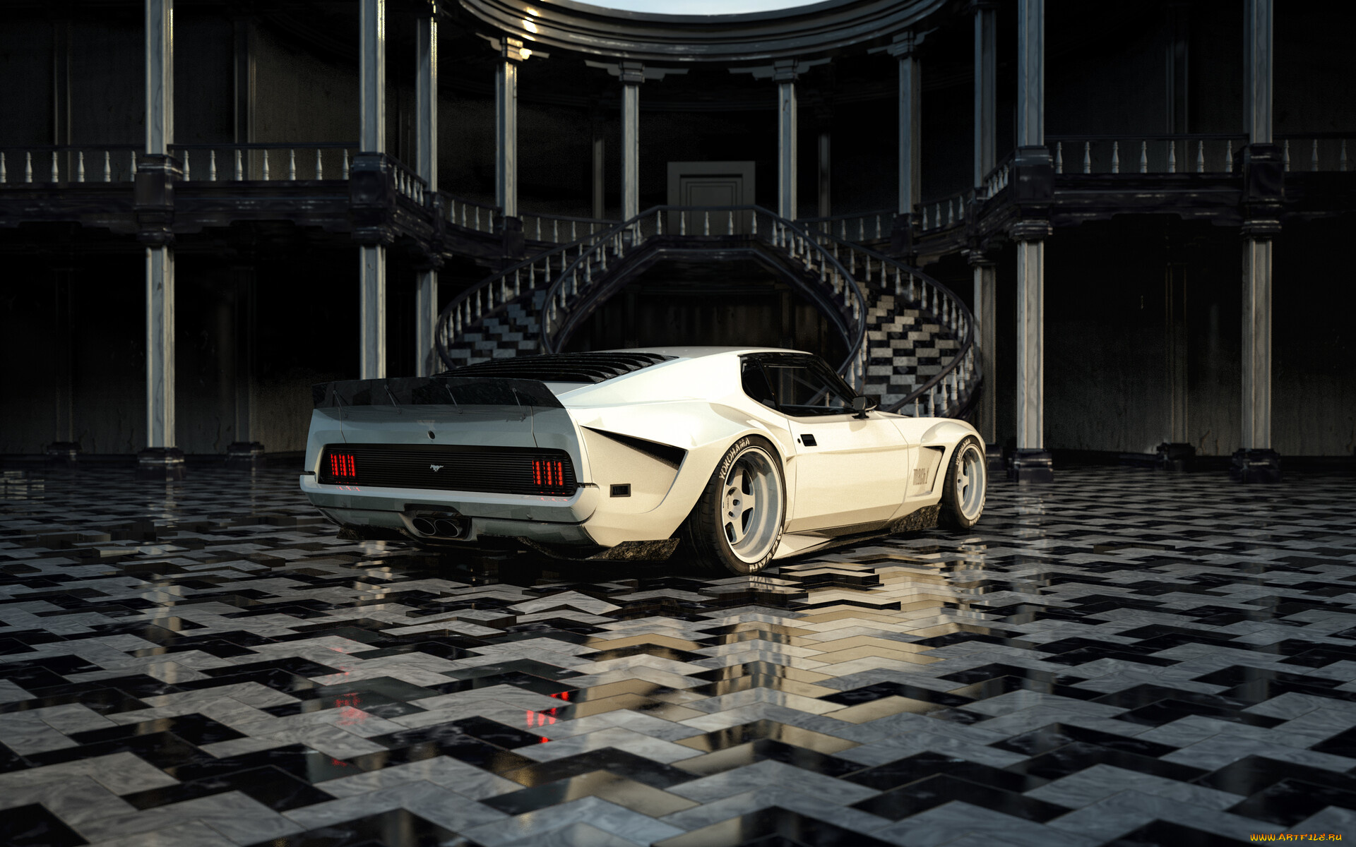 ford, mustang, mach-1, evo, 1971, автомобили, 3д, ford, mustang, mach-1, evo, 1971, tuning, car, тюнинг, авто