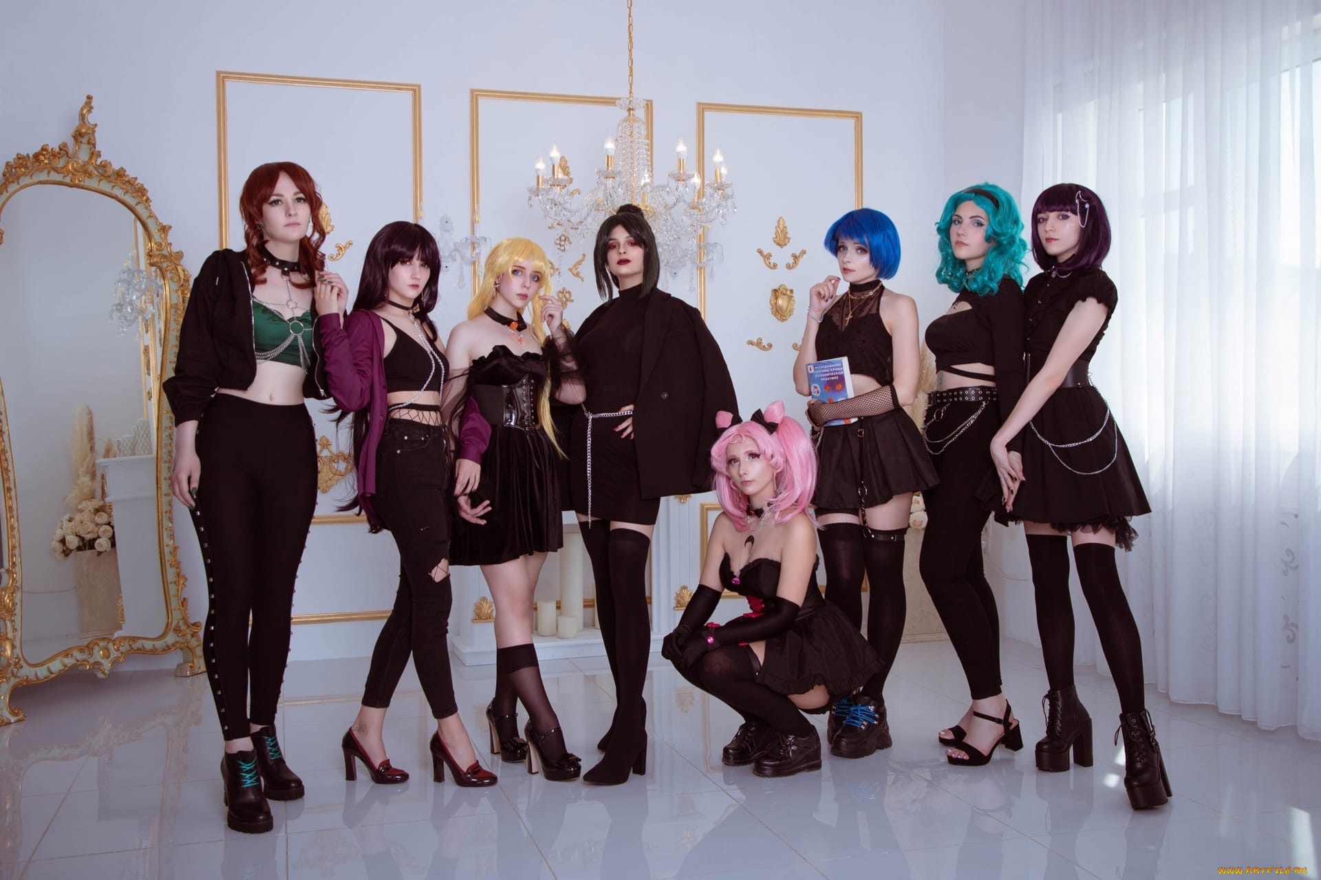 девушки, -, креатив, , косплей, костюмы, образы, зеркало, зал