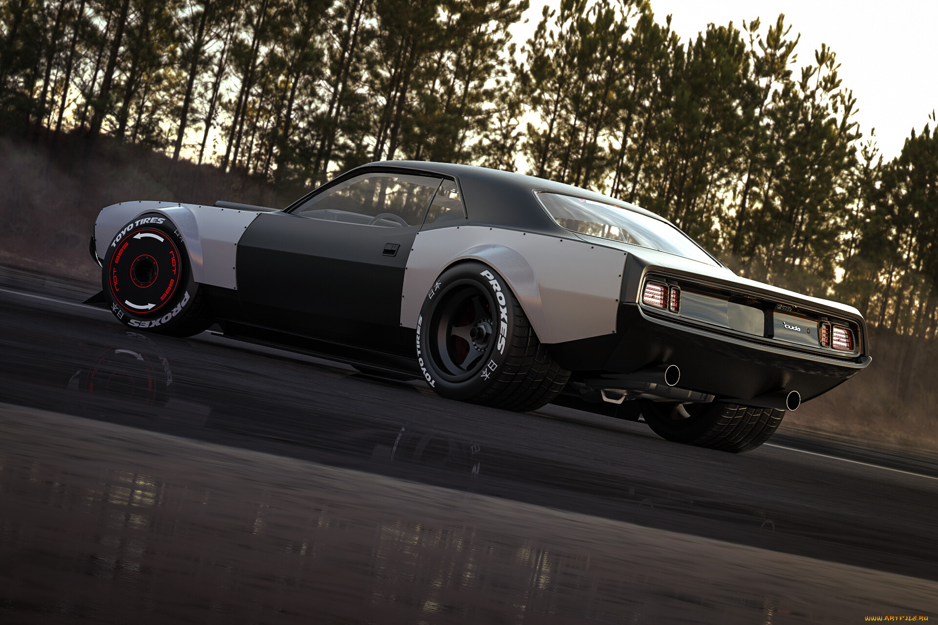 plymouth, hemi, cuda, автомобили, 3д, plymouth, hemi, cuda, barracuda, widebody, tuning, car, тюнинг, авто