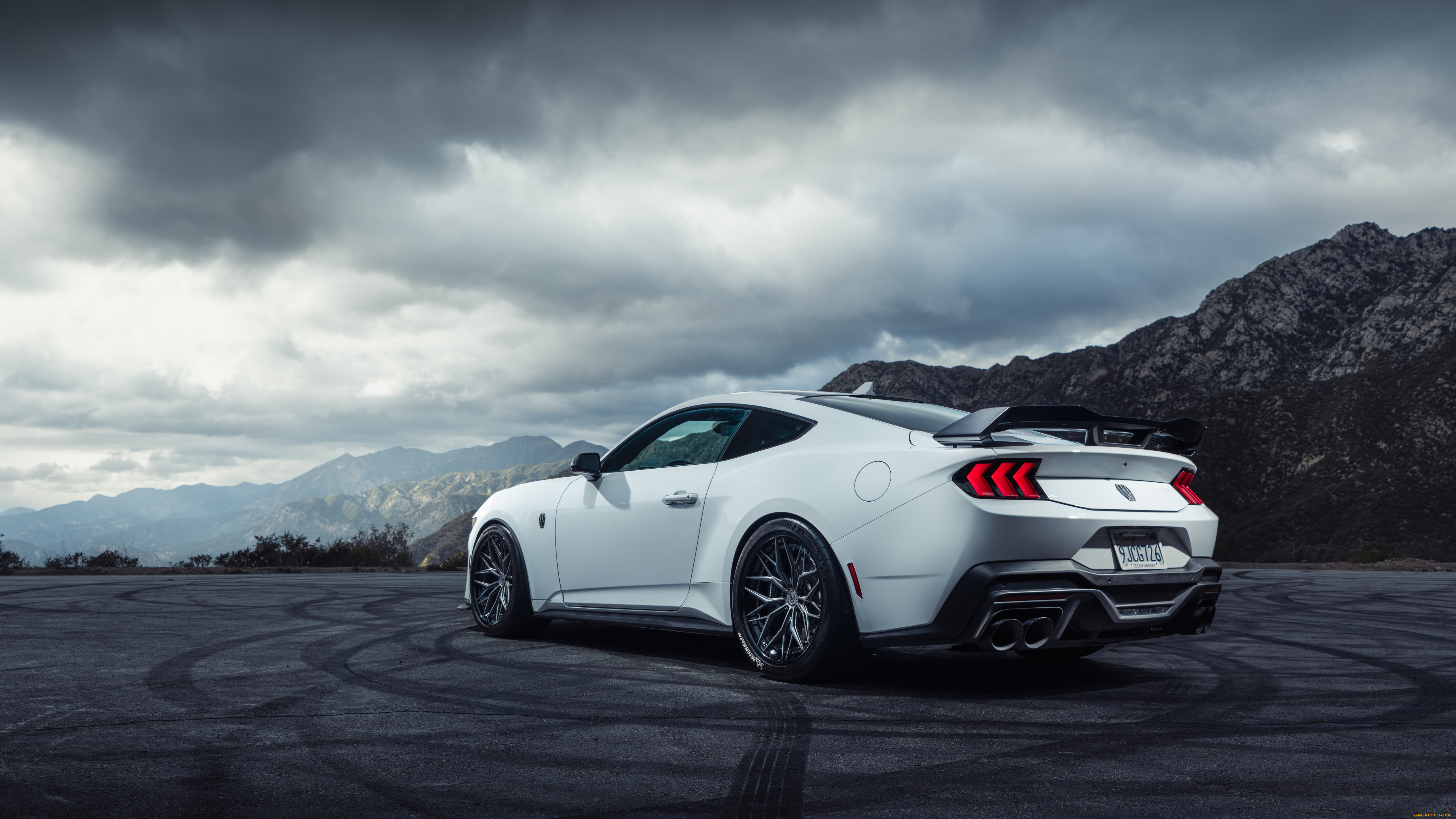 ford, mustang, автомобили, mustang, ford, clouds, mountain, white, muscle, car, rear