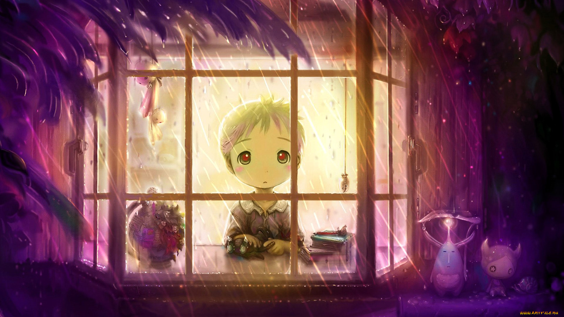 elebits, видео, игры, окно, дождь, свет, мальчик, ребенок, существа