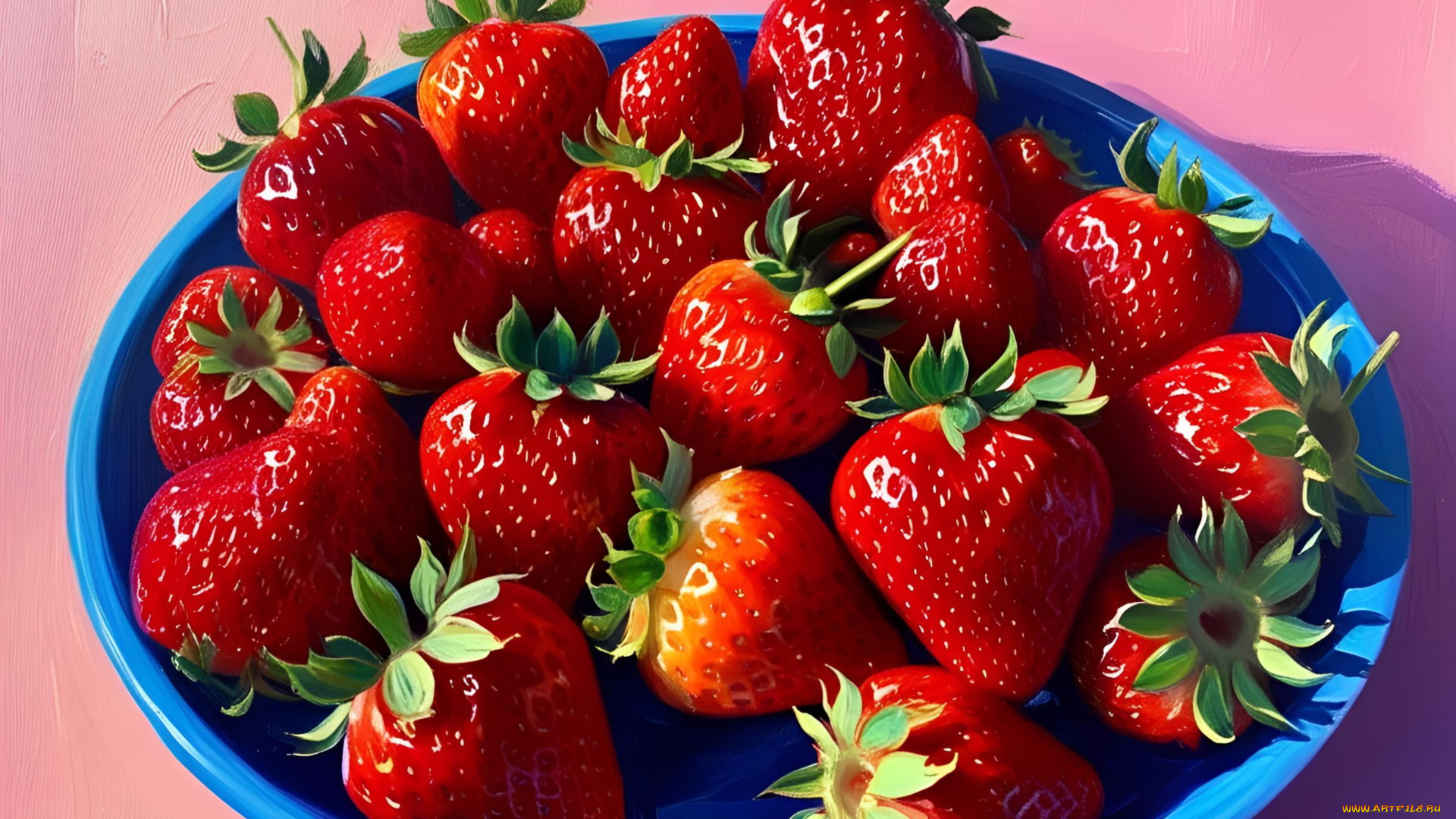 рисованное, еда, клубника