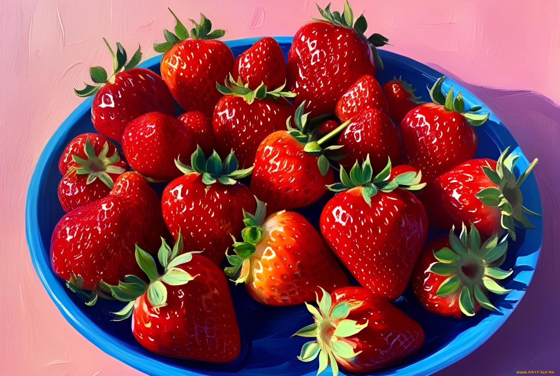 рисованное, еда, клубника