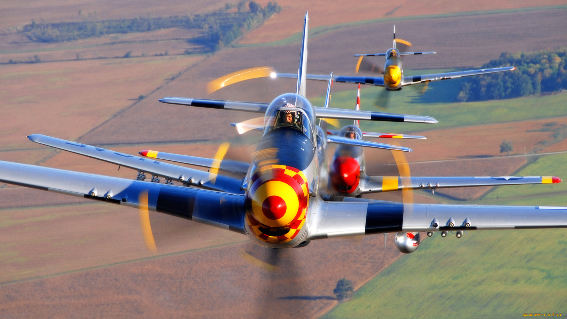 авиация, лёгкие, одномоторные, самолёты, группа, p-51, mustangs, полёт