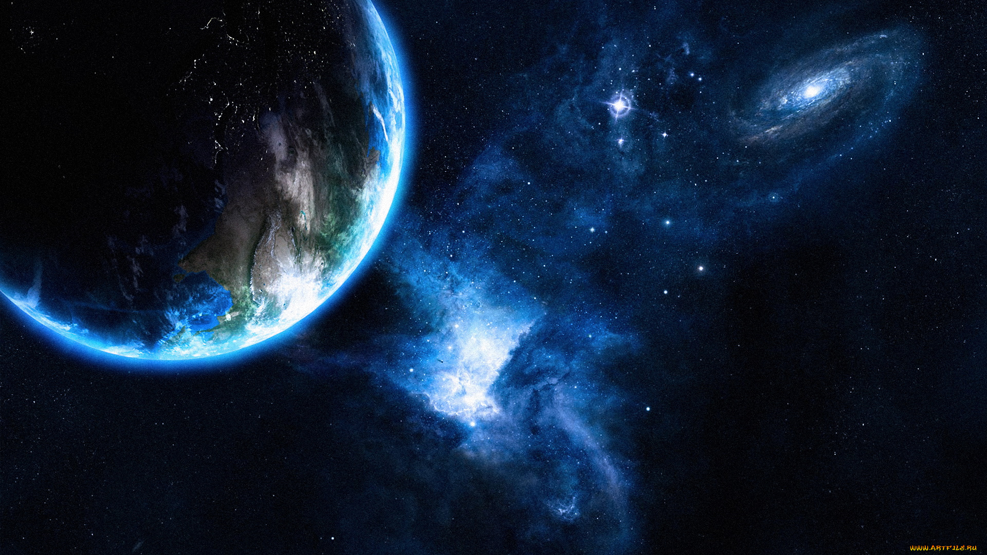 космос, арт, планеты, звёзды, галактика