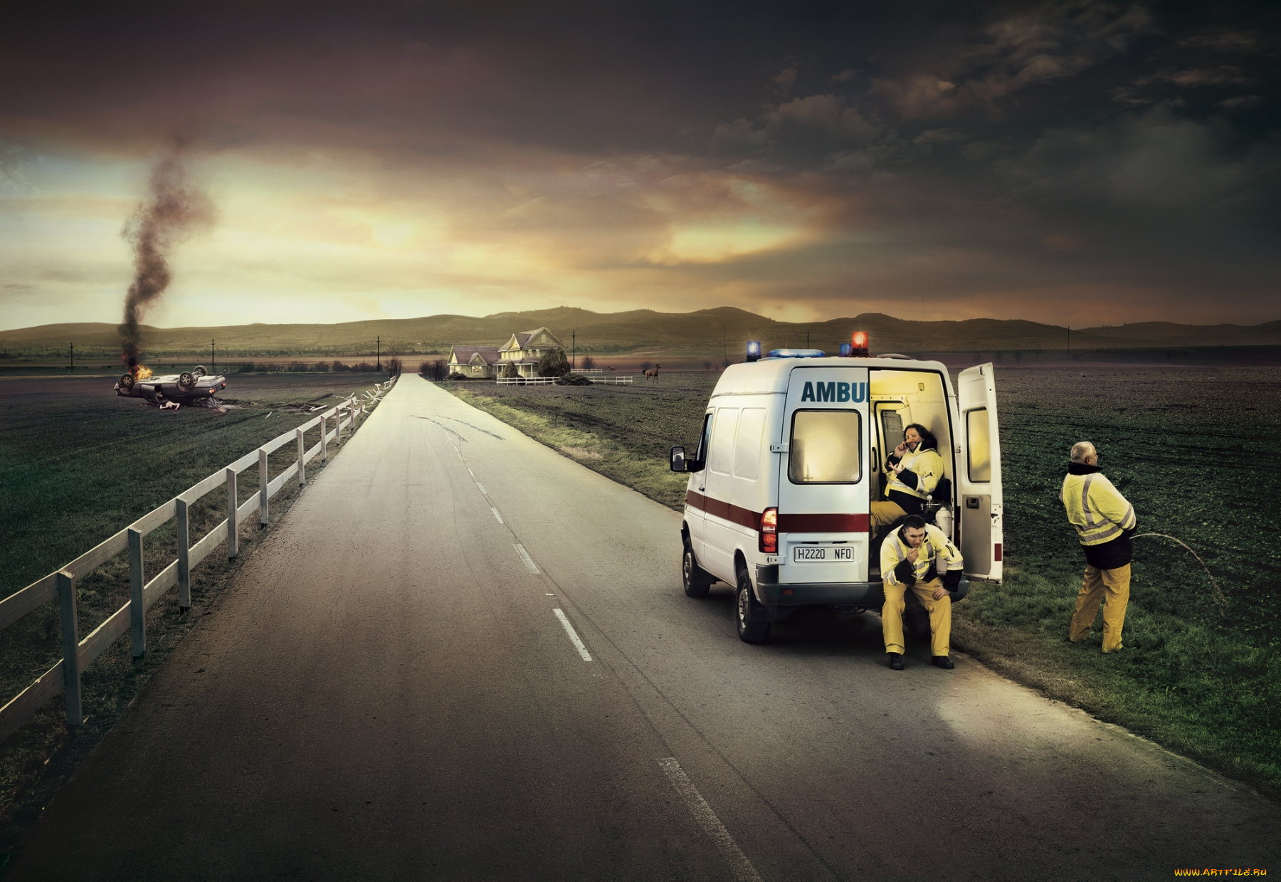 юмор, приколы, врачи, авария, скорая, дорога