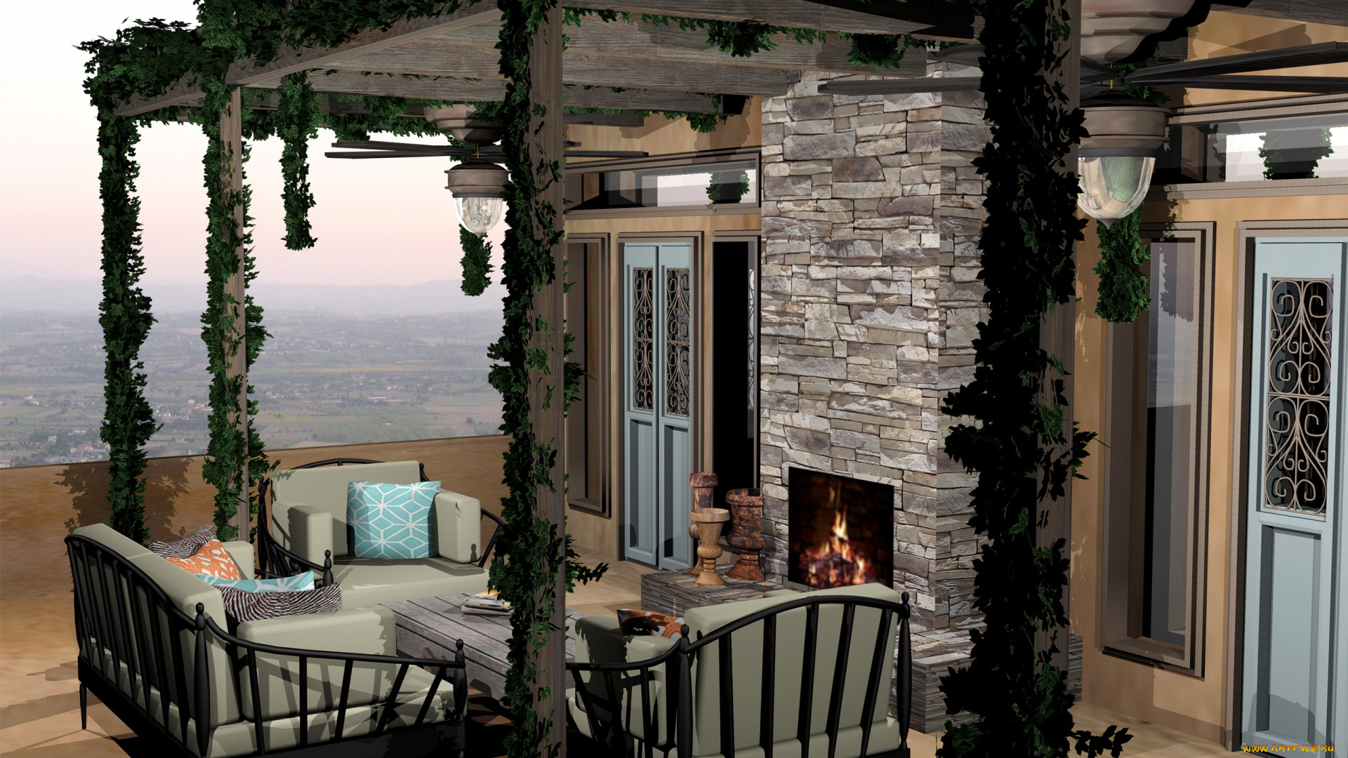 3д, графика, realism, реализм, интерьер, терраса