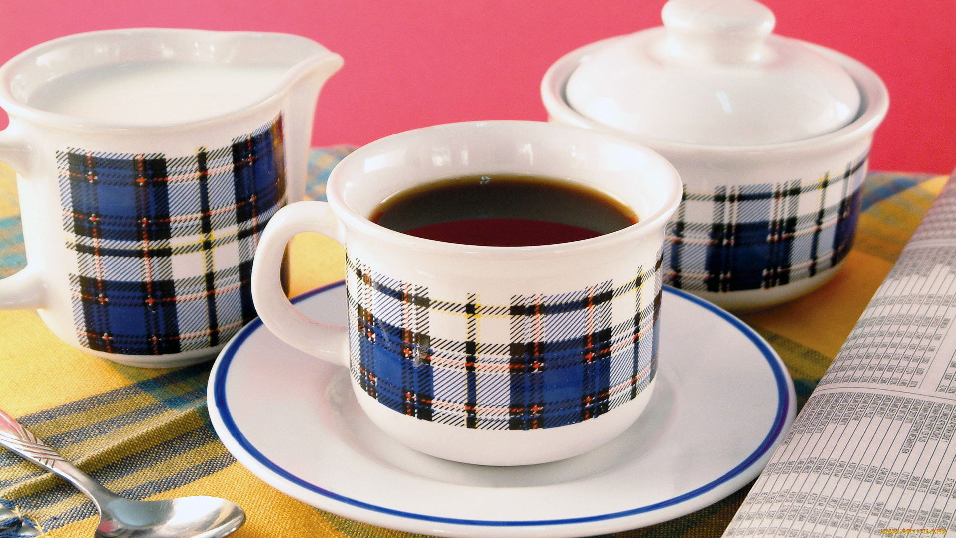 еда, кофе, кофейные, зёрна, сахарница, молочник, чашка