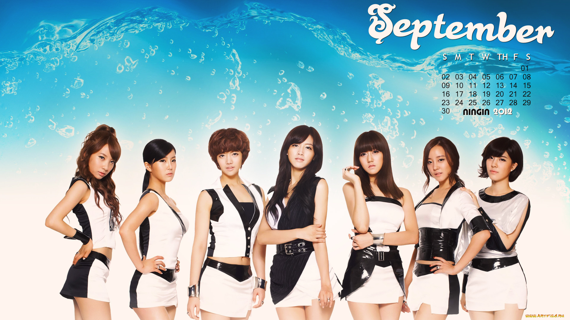 календари, девушки, вода, азиатки