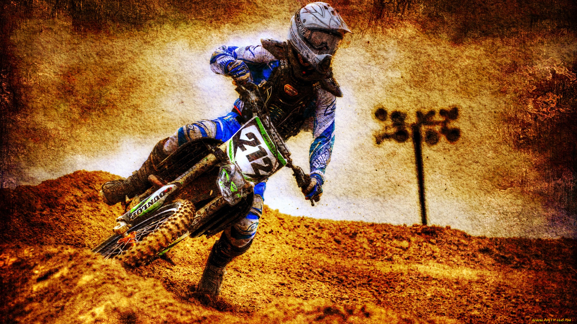 motocross, on, fire, спорт, мотокросс, гонщик, пустыня