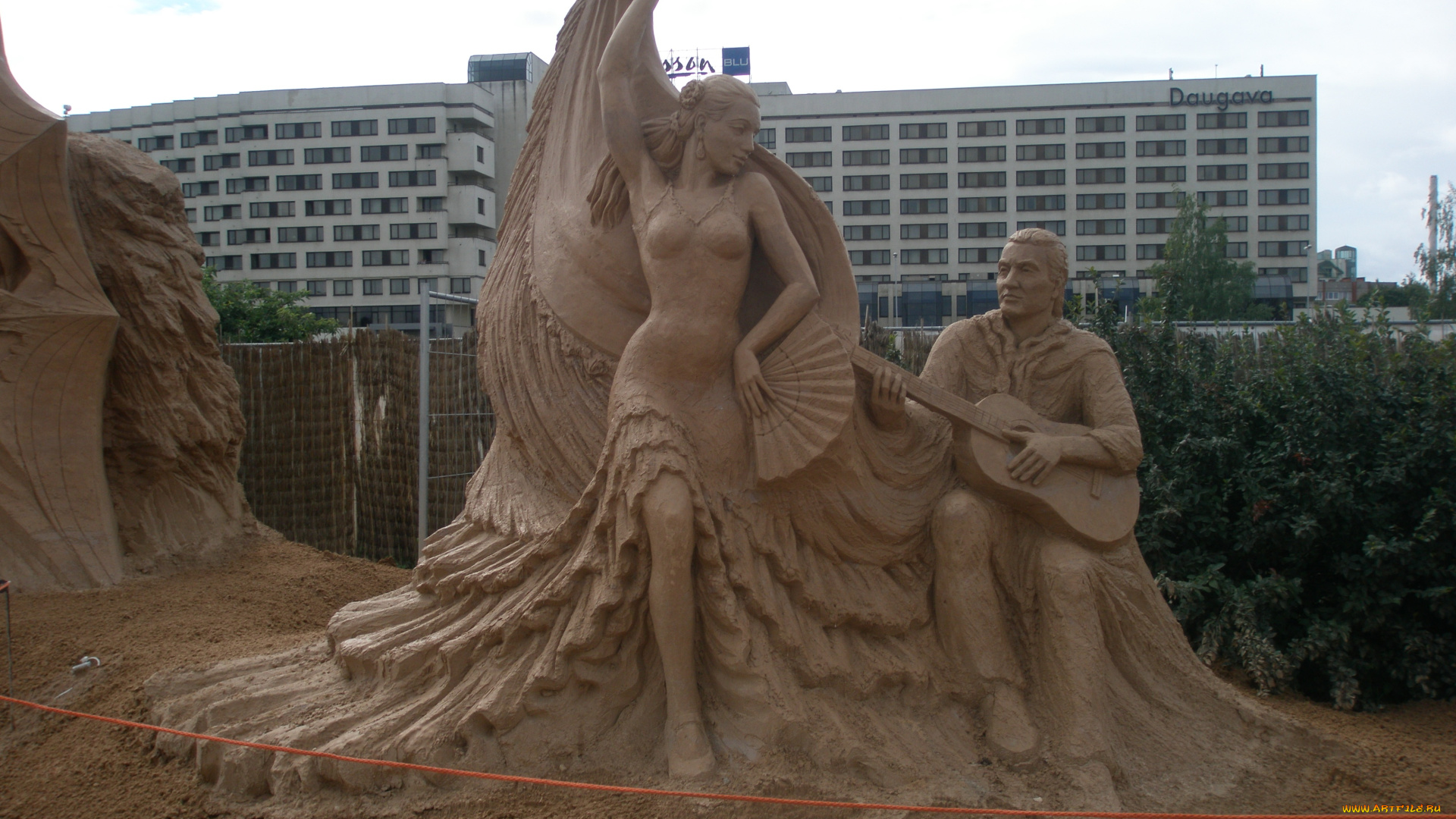 разное, фигуры, из, песка, льда, снега, песок