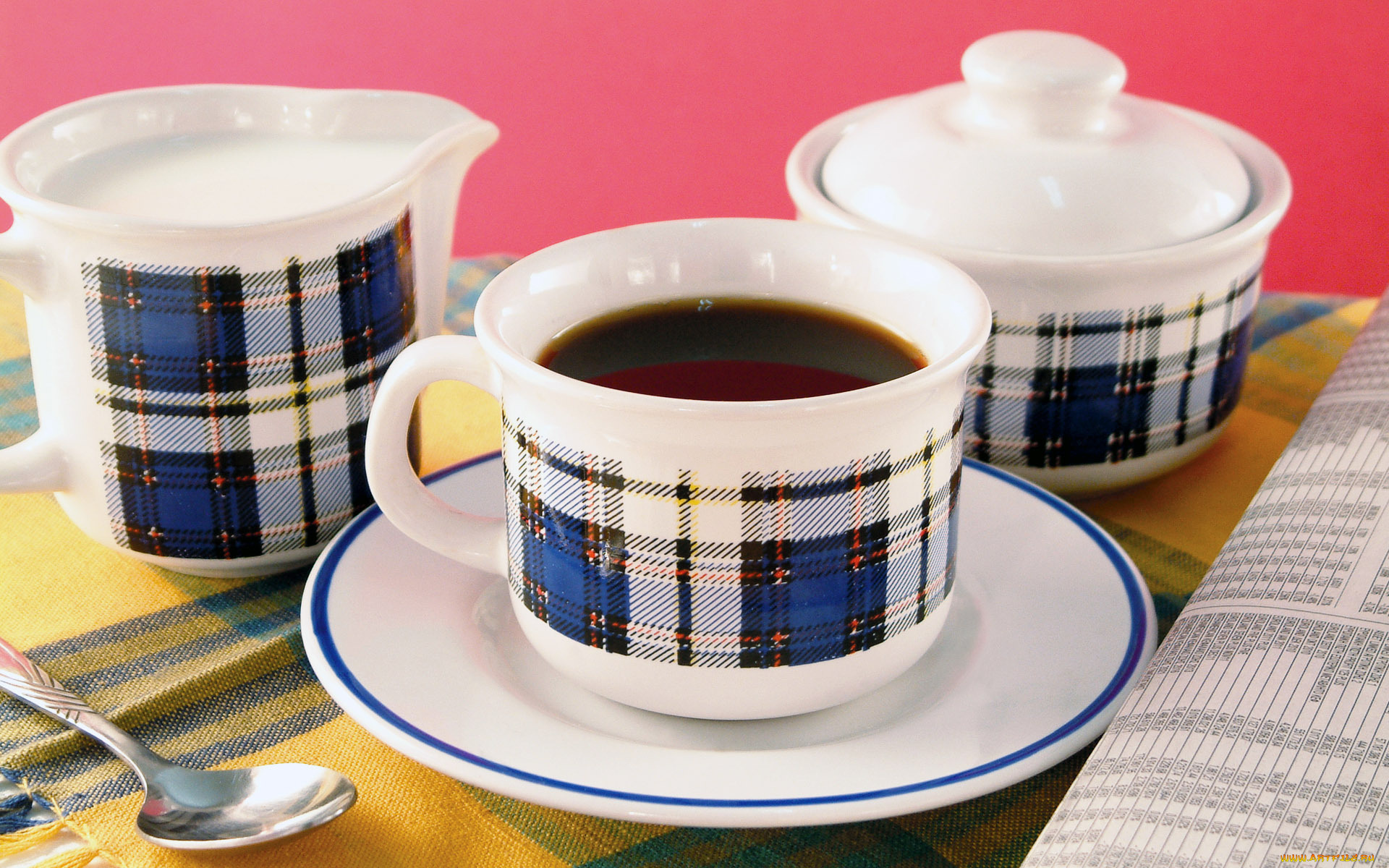 еда, кофе, кофейные, зёрна, сахарница, молочник, чашка