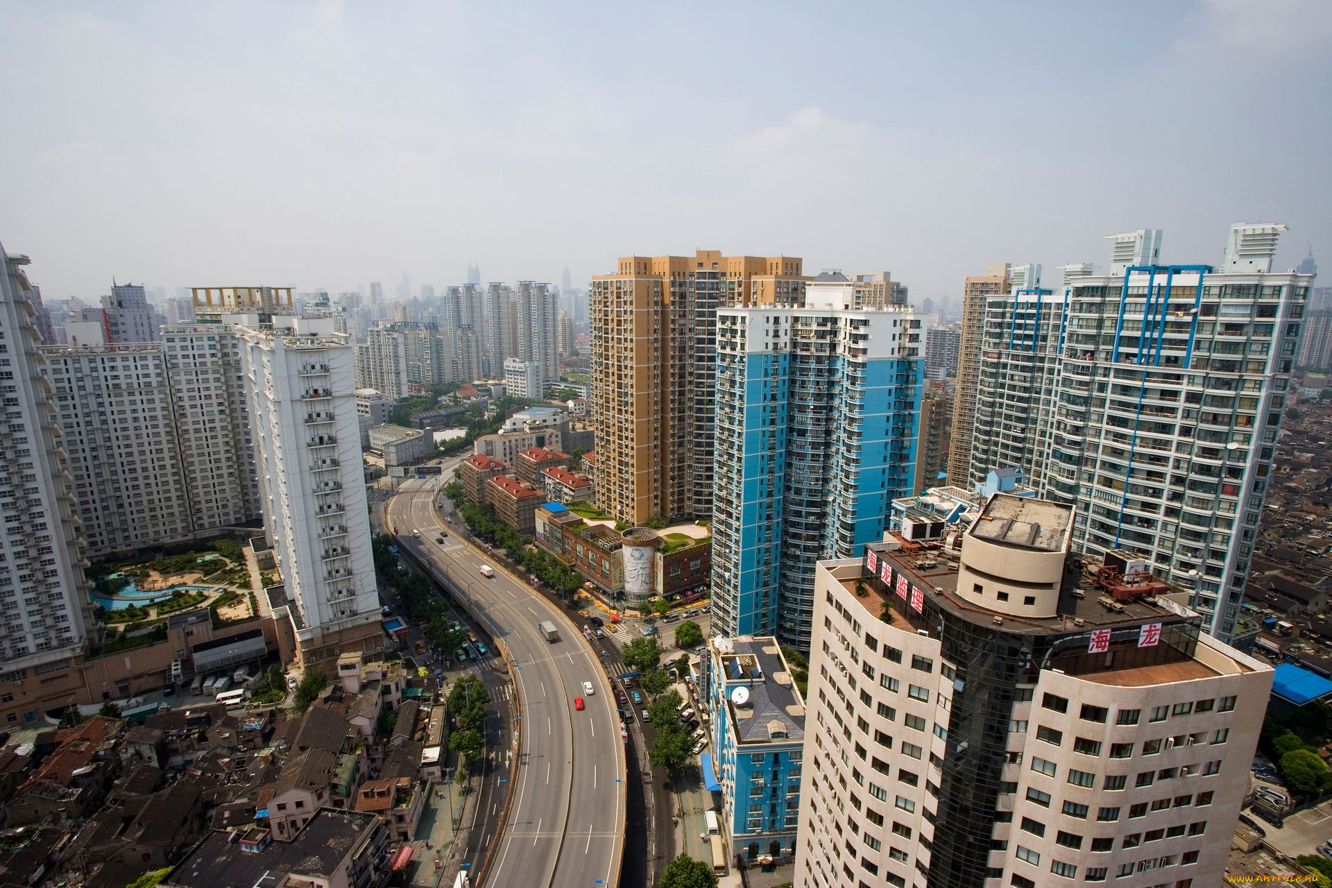 города, шанхай, китай