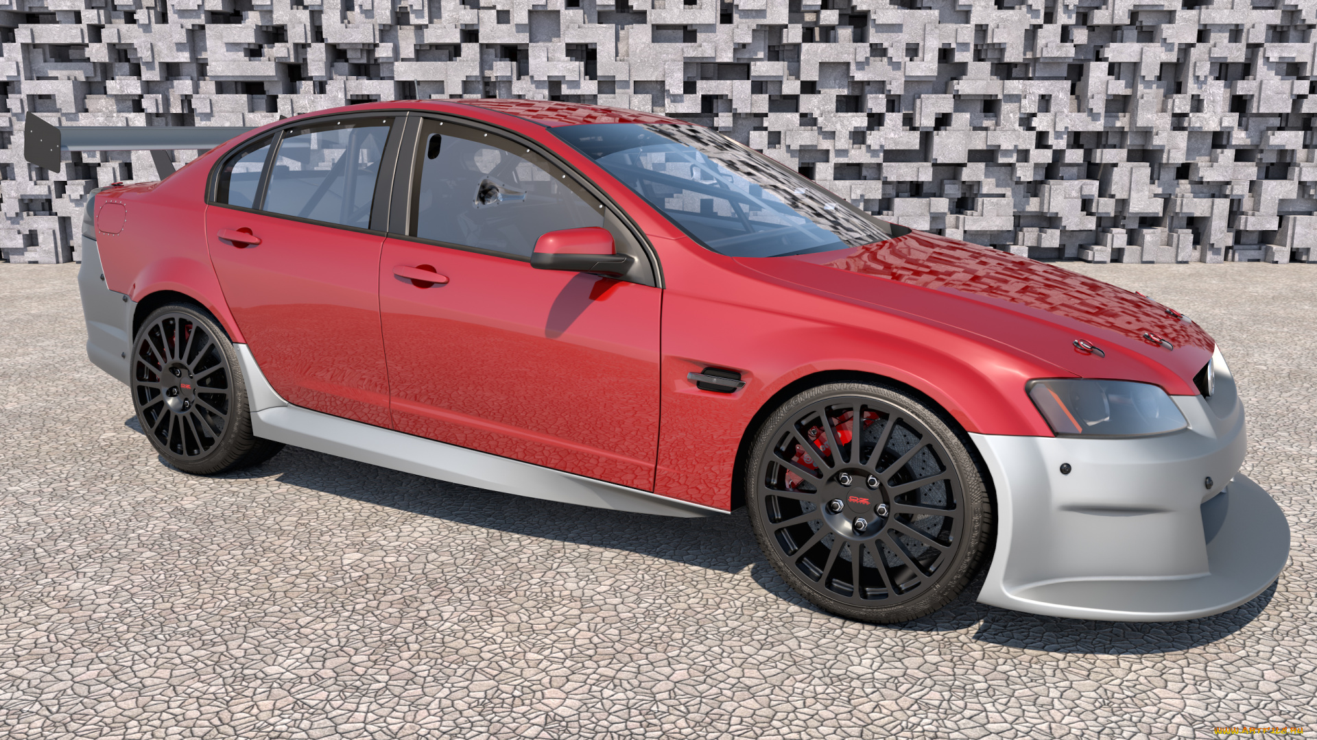 автомобили, 3д, стена, автомобиль