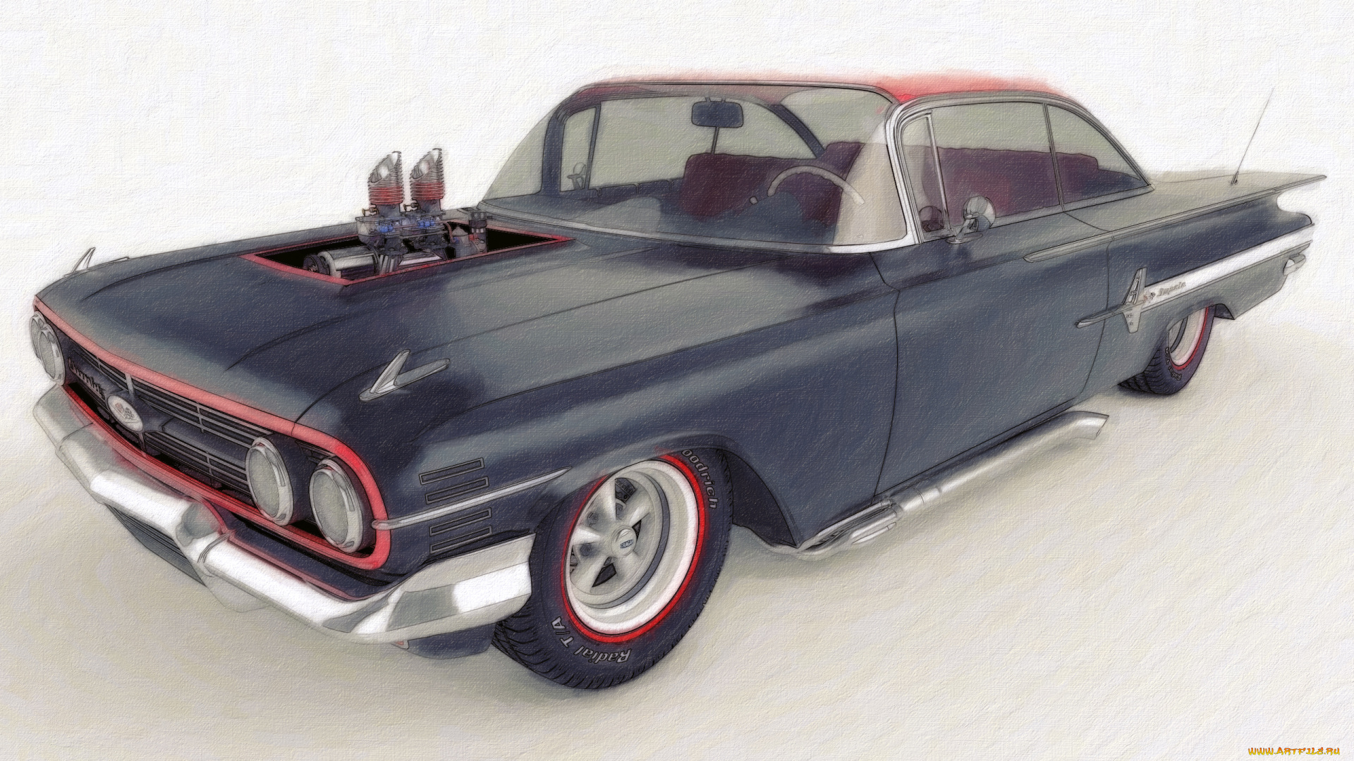 автомобили, рисованные, chevrolet, 1960