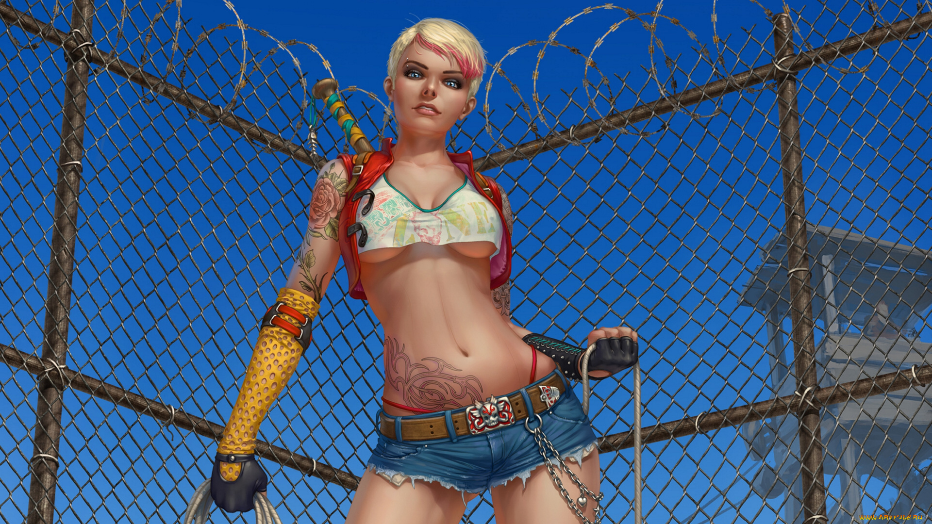 dmitry, grebenkov, фэнтези, девушки, вышка, проволока, шорты, тату, забор