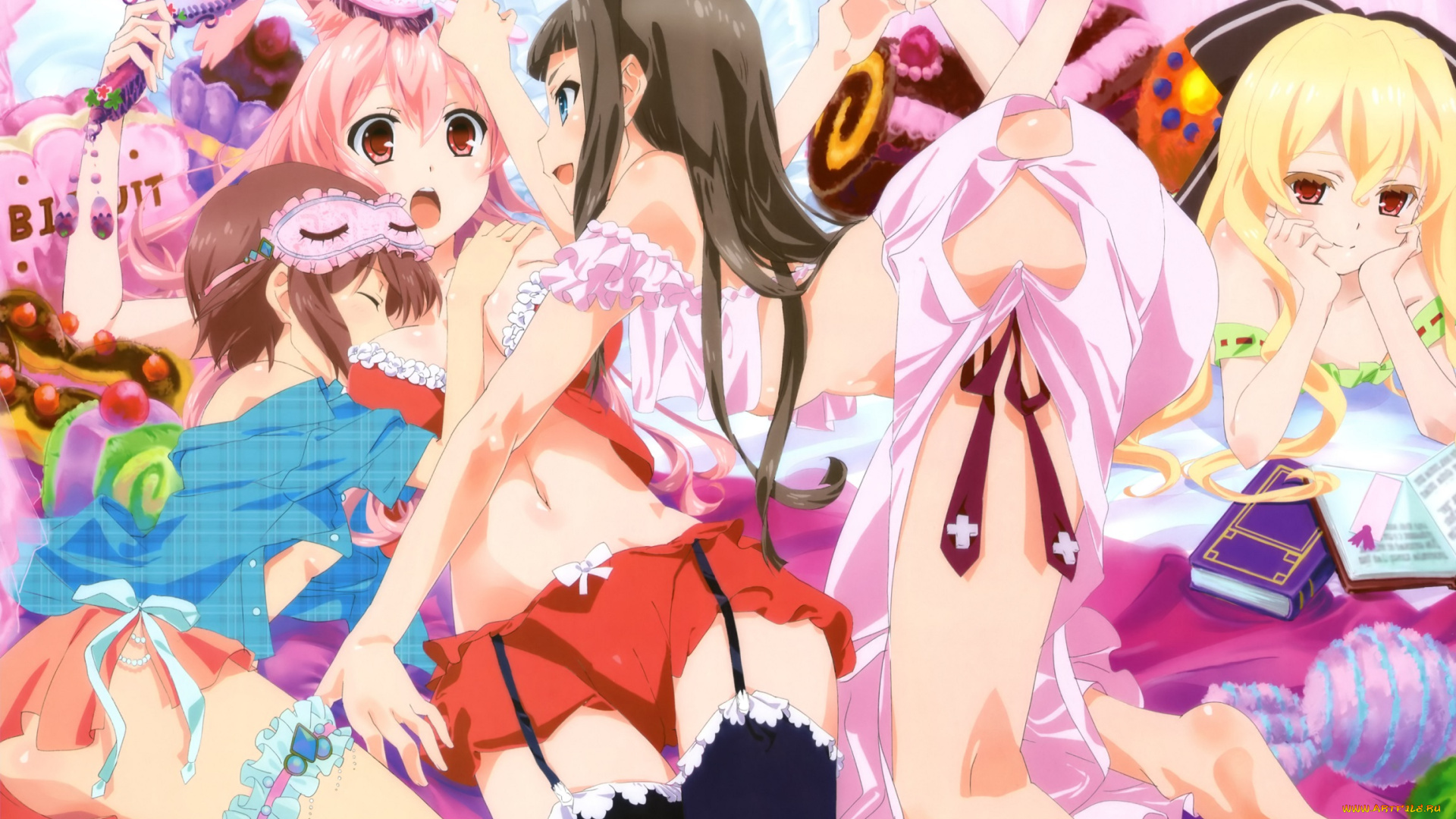 mondai, ji, tachi, аниме, mondaiji, ушки, девушки, подвязки