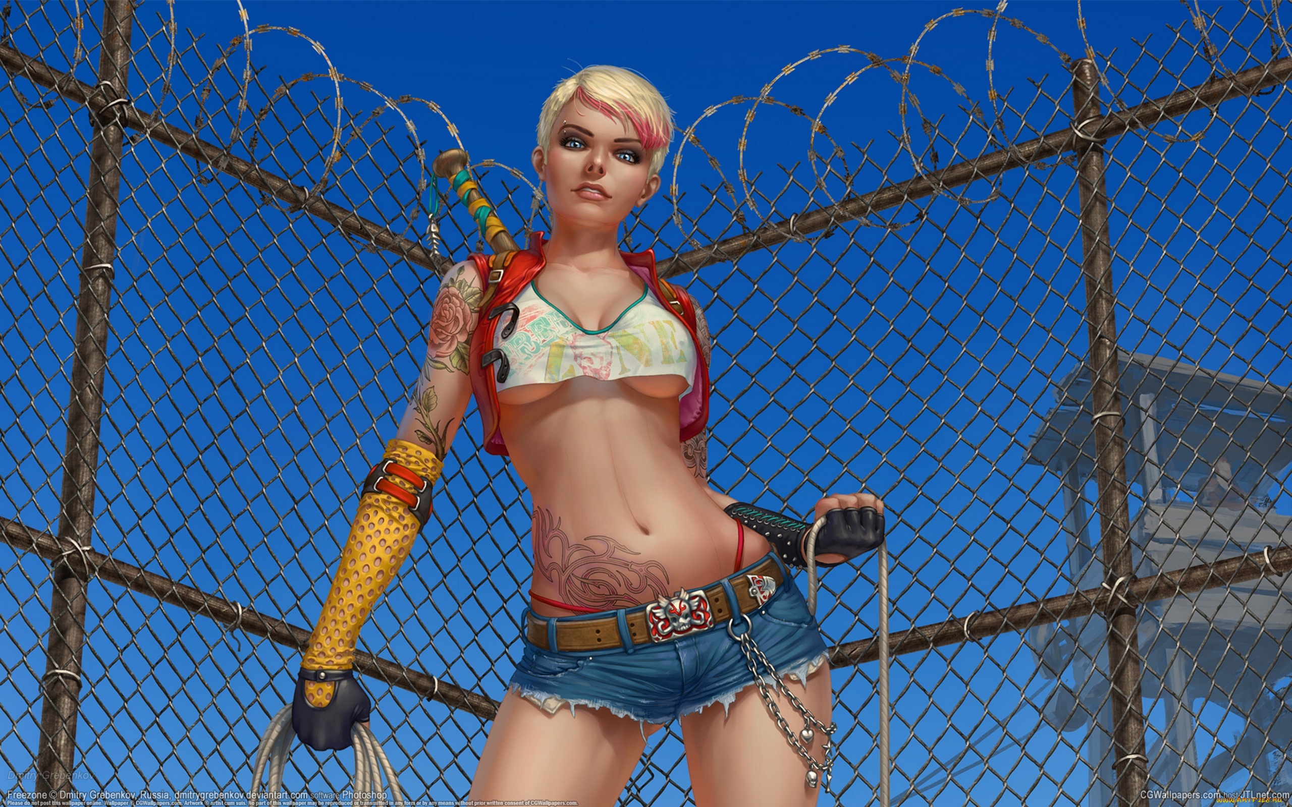 dmitry, grebenkov, фэнтези, девушки, вышка, проволока, шорты, тату, забор