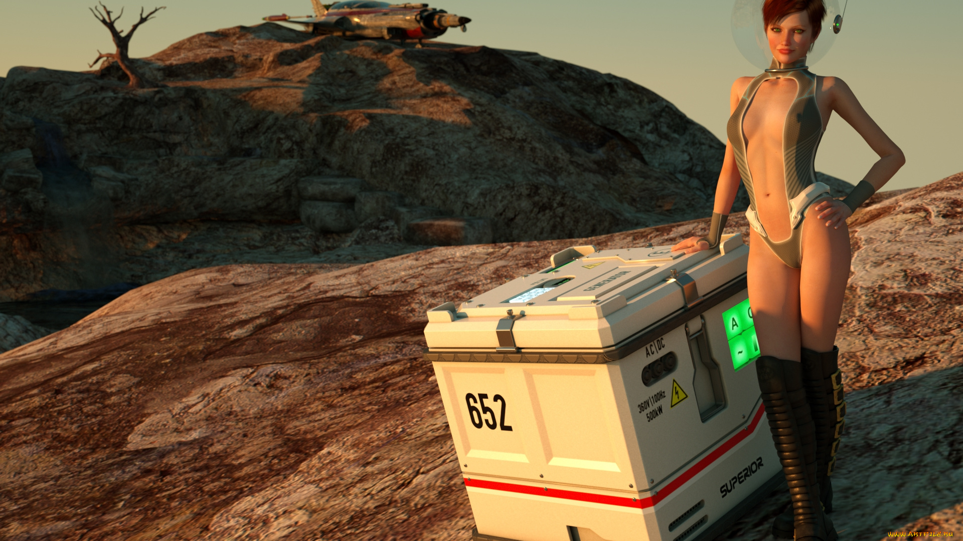 3д, графика, фантазия, , fantasy, взгляд, самолет, девушка