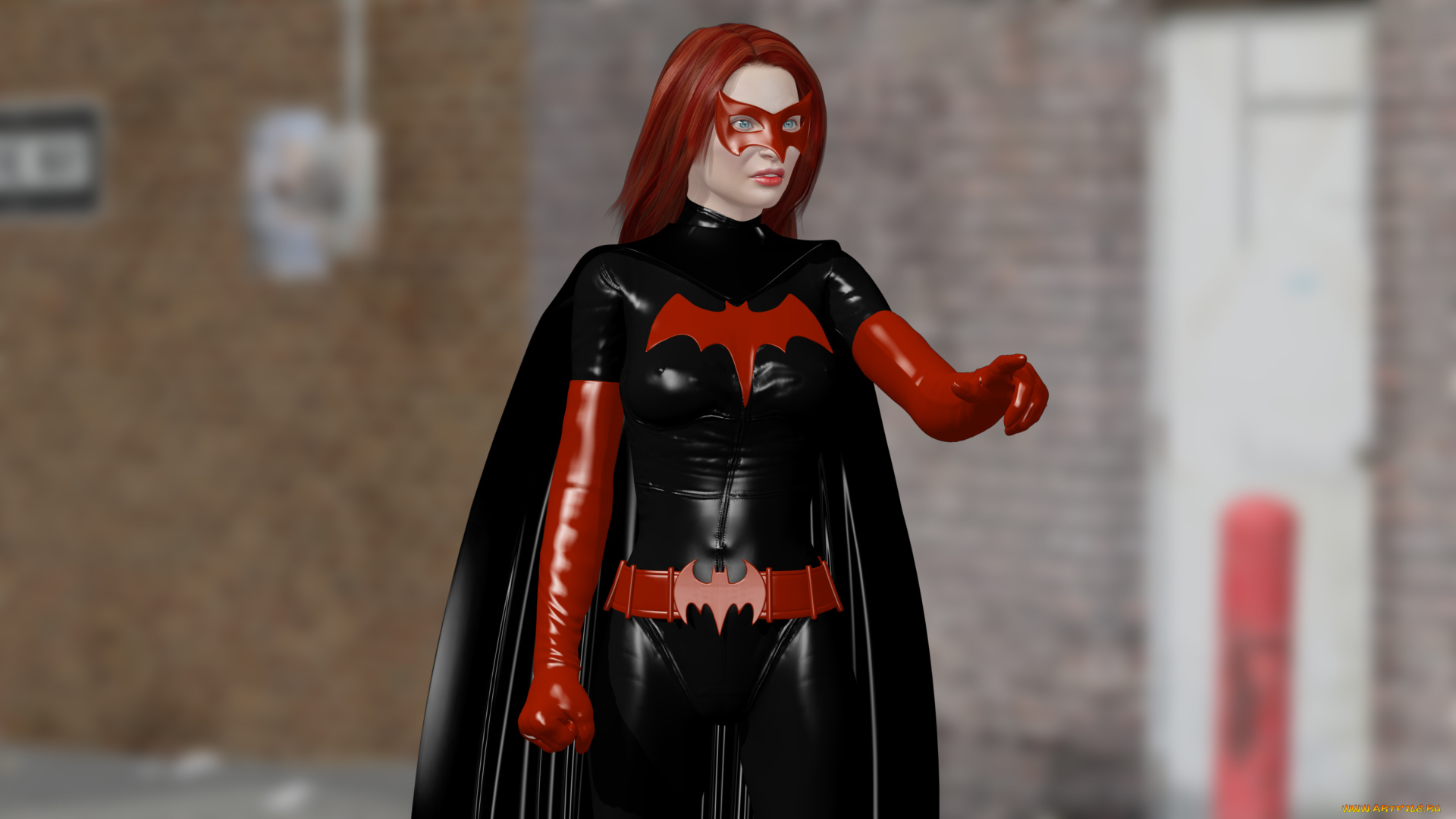 3д, графика, люди, , people, девушка, взгляд, маска, латекс, рыжая