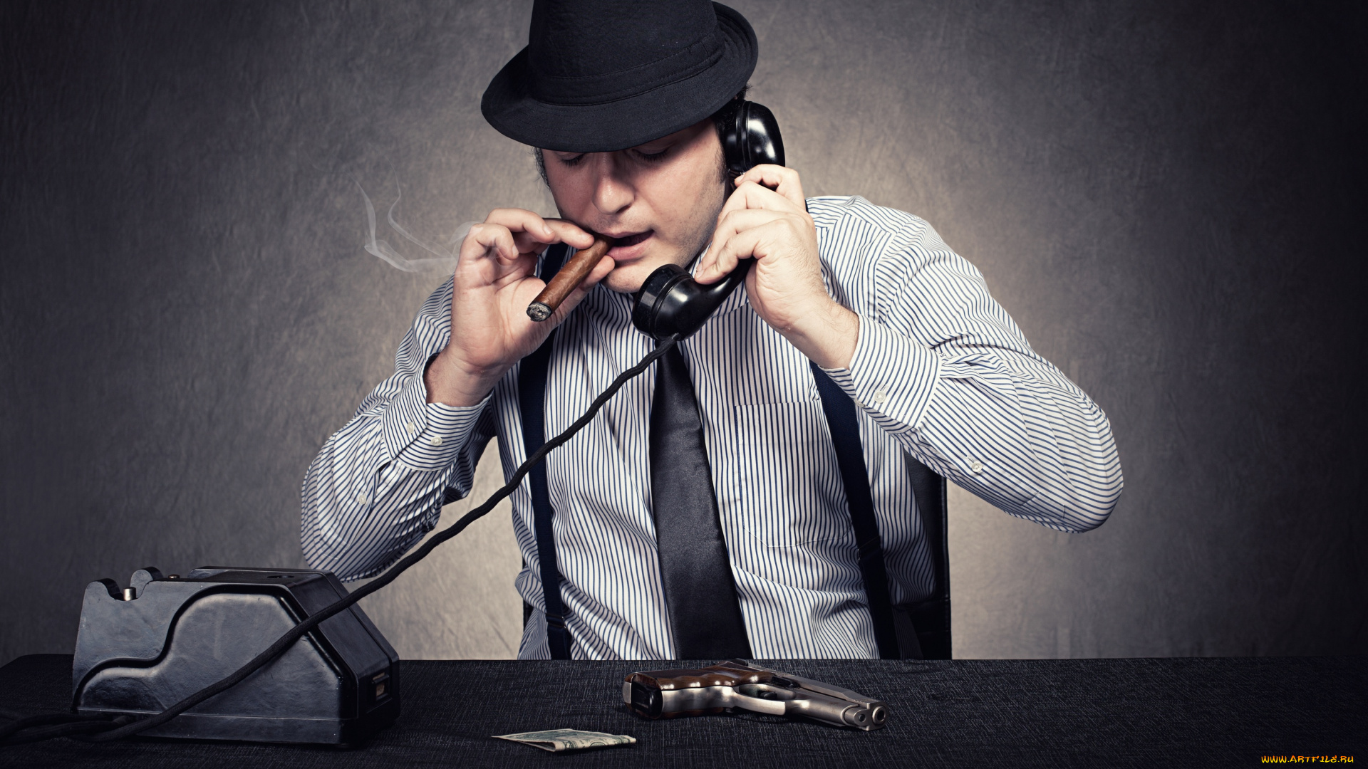 мужчины, -, unsort, сигара, парень, пистолет, телефон, guy, cigar, gun