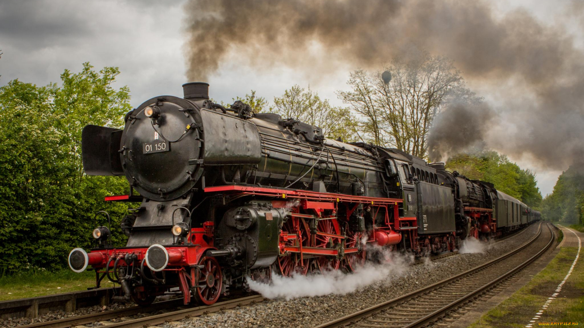 техника, паровозы, железная, дорога, рельсы, паровоз, вагоны