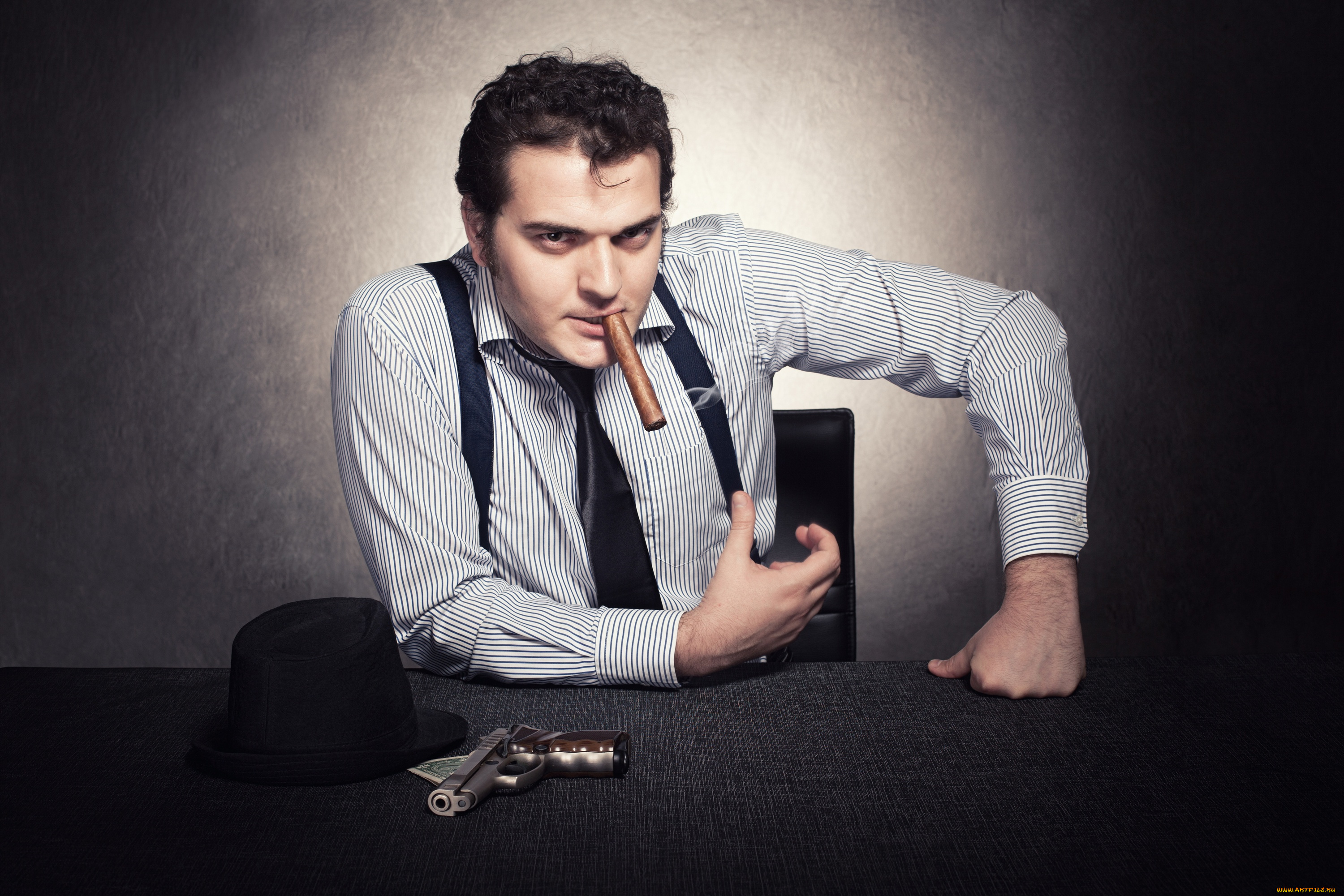 мужчины, -, unsort, парень, cigar, guy, пистолет, gun, сигара