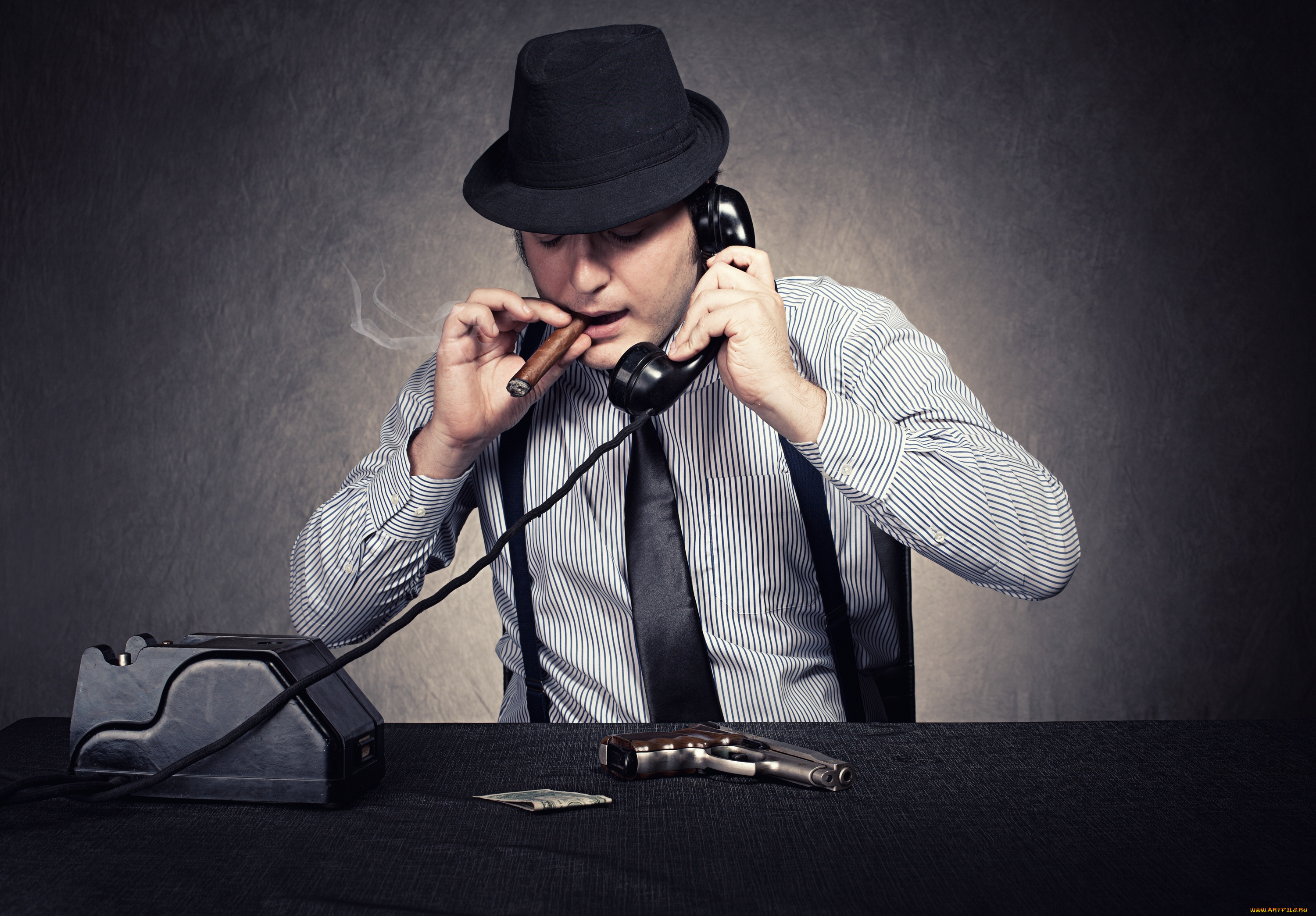 мужчины, -, unsort, сигара, парень, пистолет, телефон, guy, cigar, gun