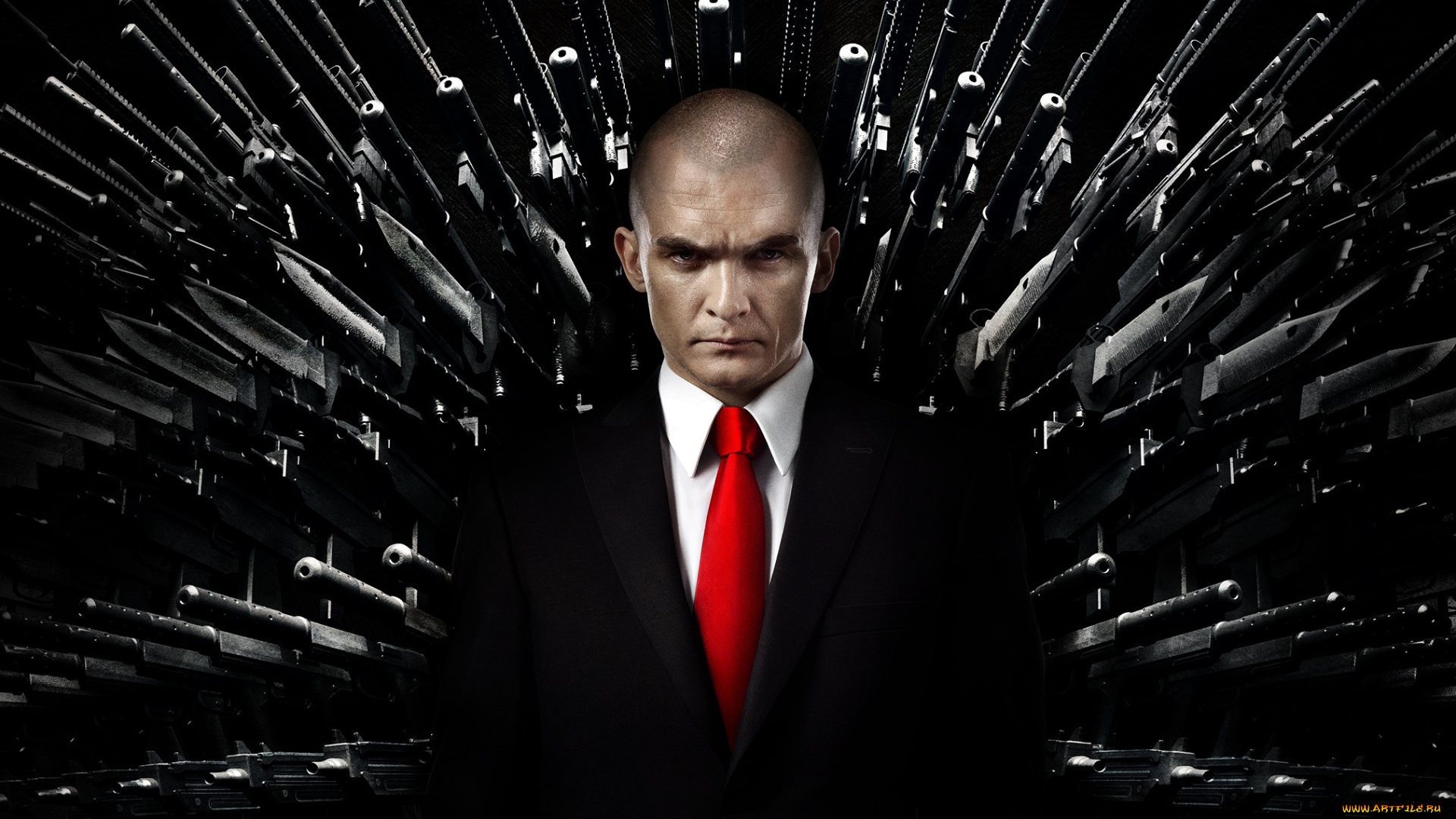 кино, фильмы, hitman, , agent, 47, черный, костюм, убийца, киллер, rupert, friend, руперт, френд, оружие, хитмэн, агент, 47, красный, галстук