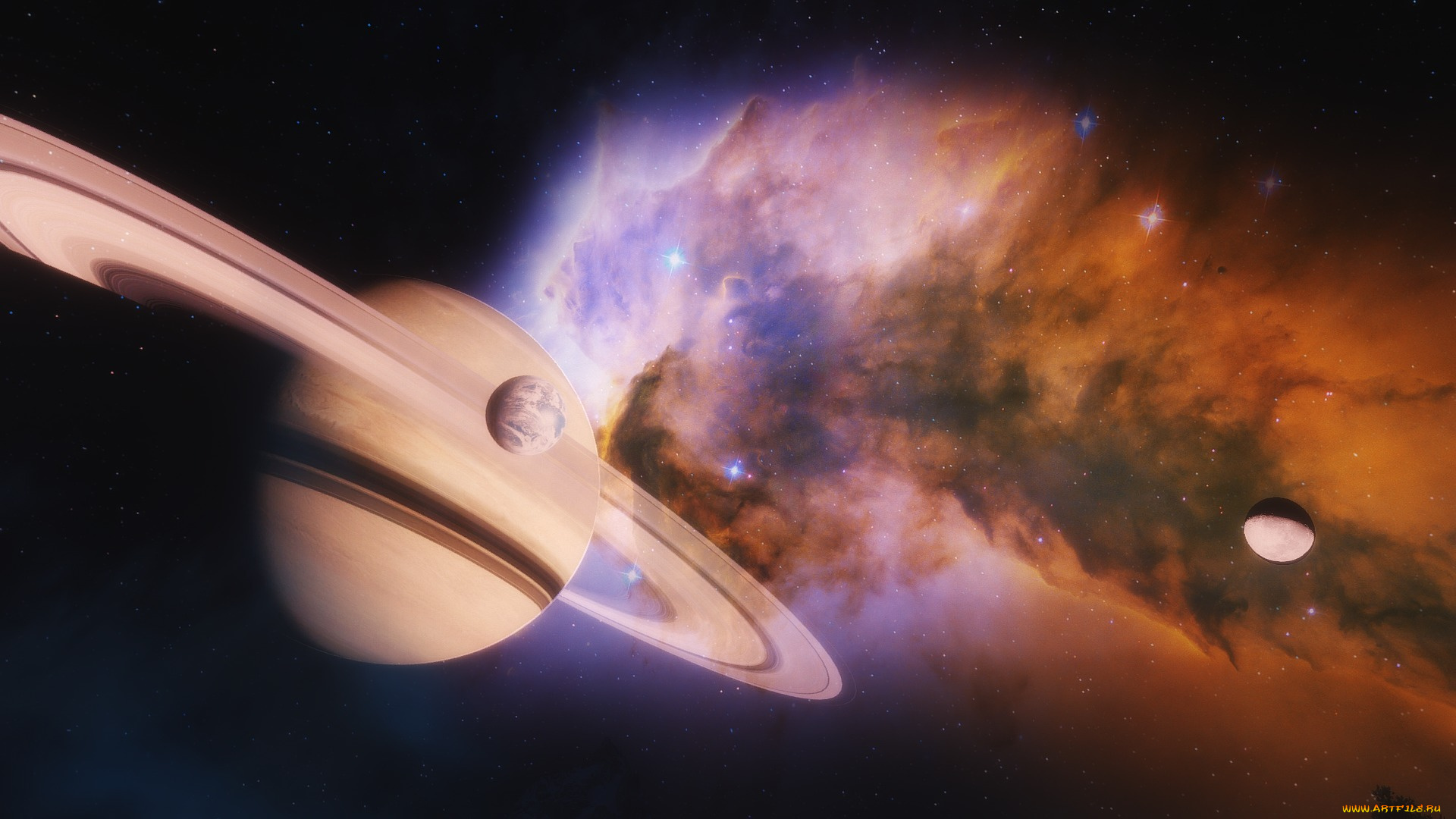 космос, сатурн, пространство, звезды, saturn