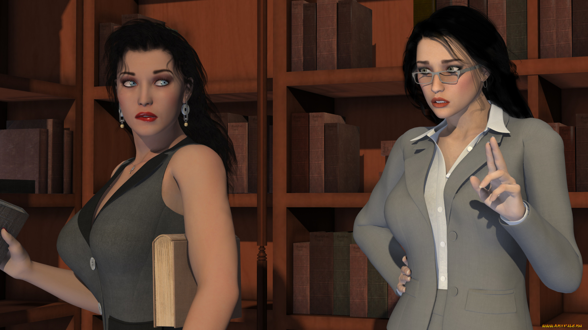 librarian, 3д, графика, фантазия, , fantasy, взгляд, фон, девушки