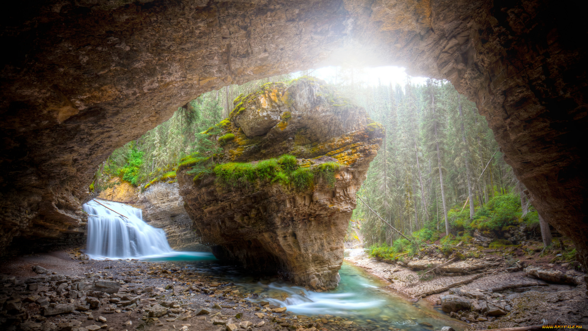 природа, водопады, лес, водопад, река