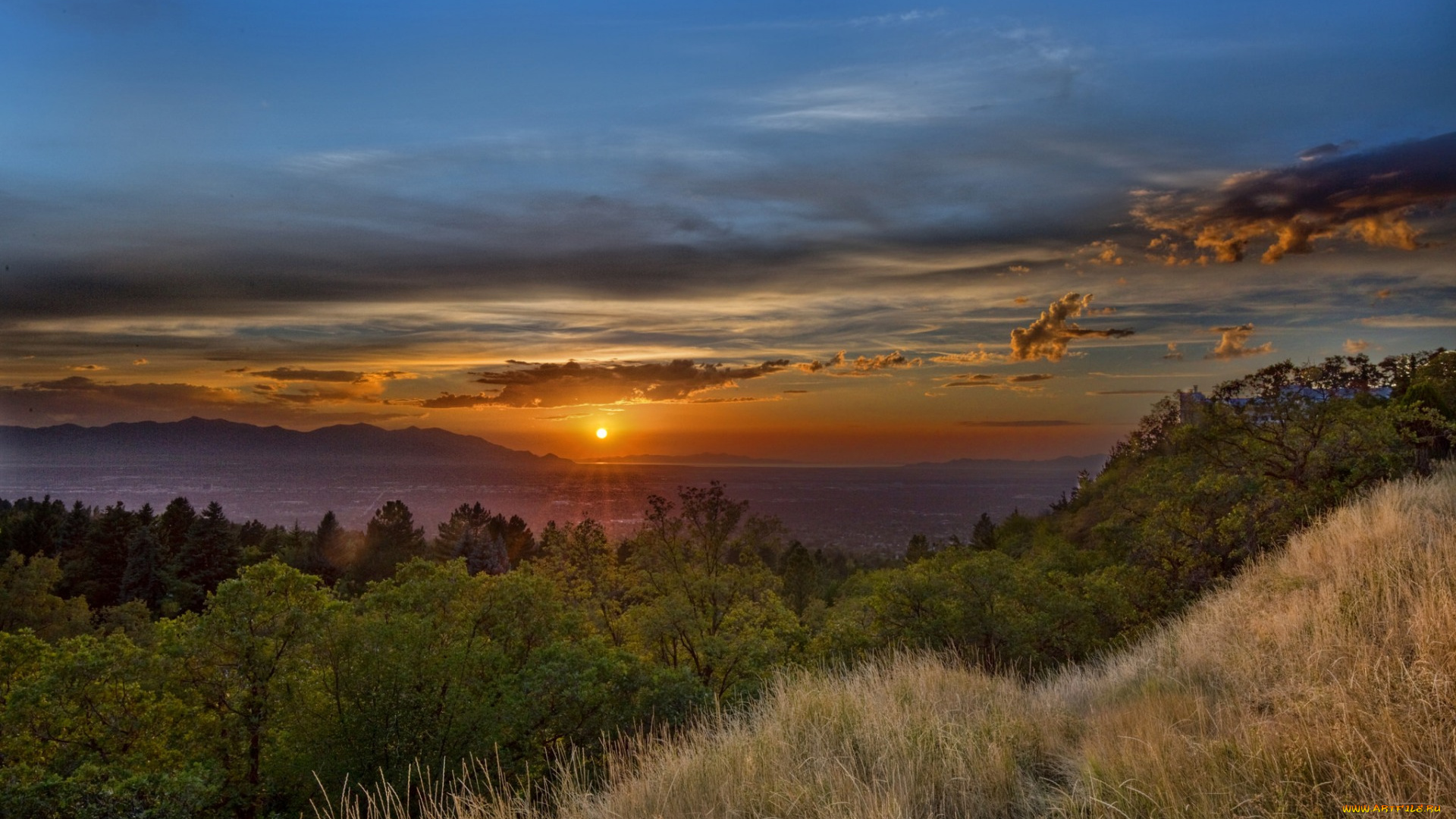 природа, восходы, закаты, mount, olympus, cove, millcreek, township, панорама, закат, озеро, юта, милкрик, utah