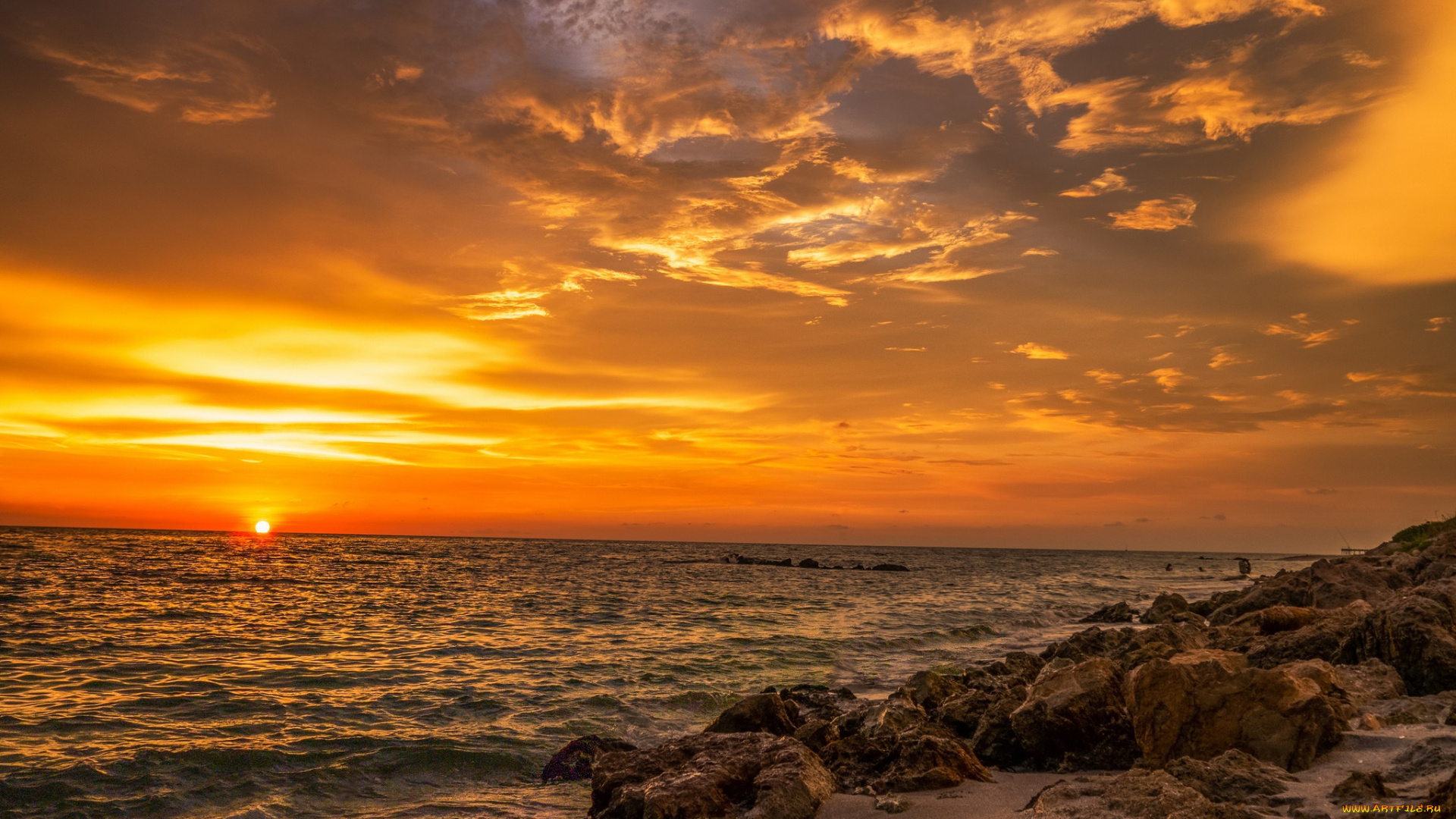 природа, восходы, закаты, закат, горизонт