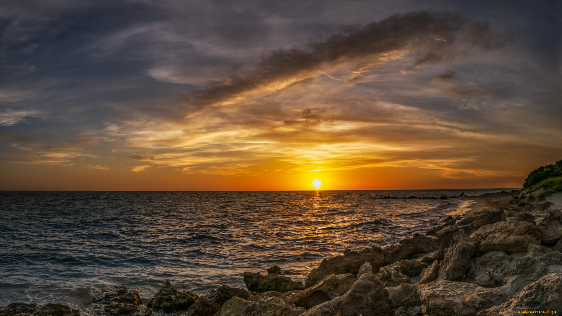 природа, восходы, закаты, закат, океан