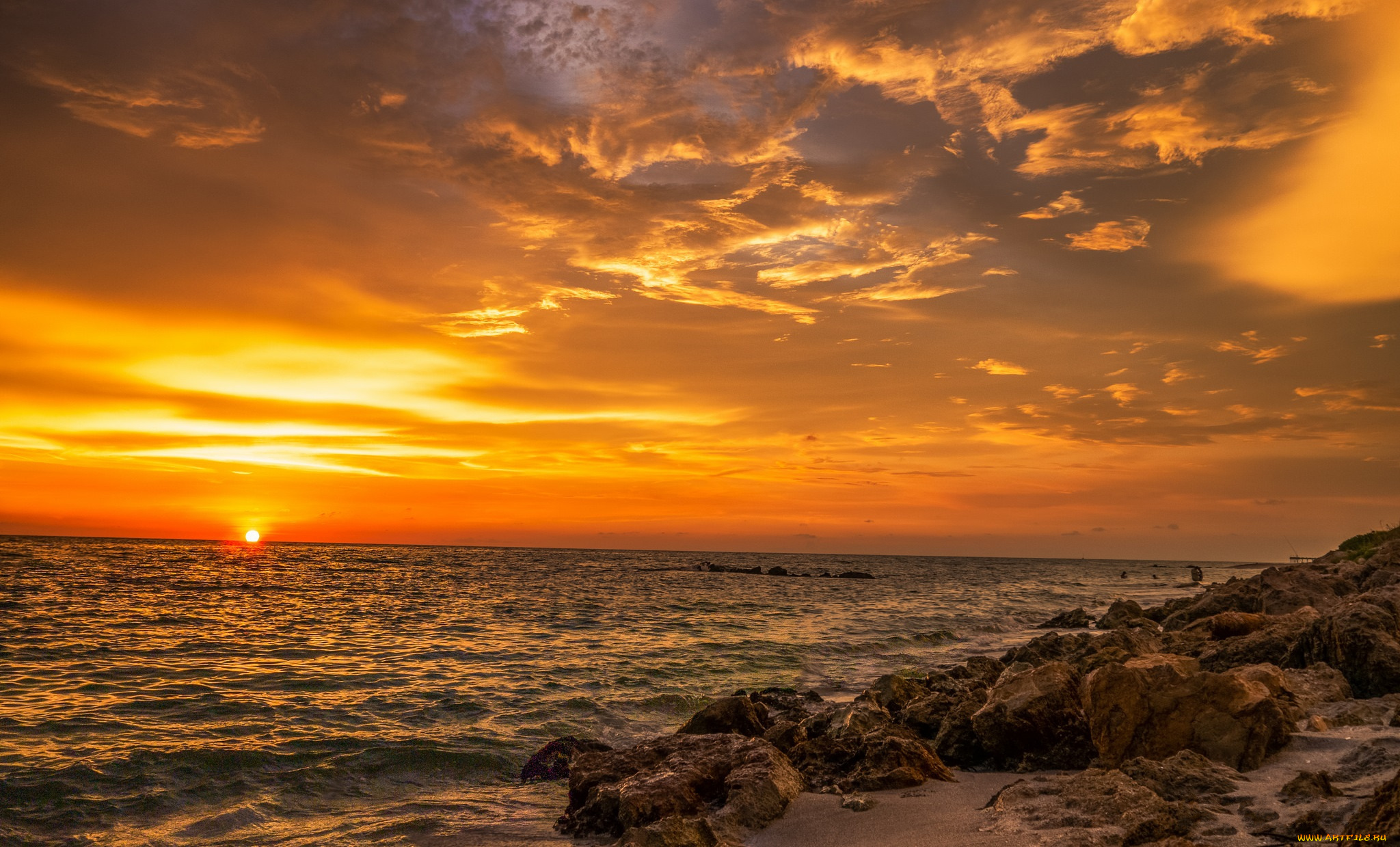 природа, восходы, закаты, закат, горизонт