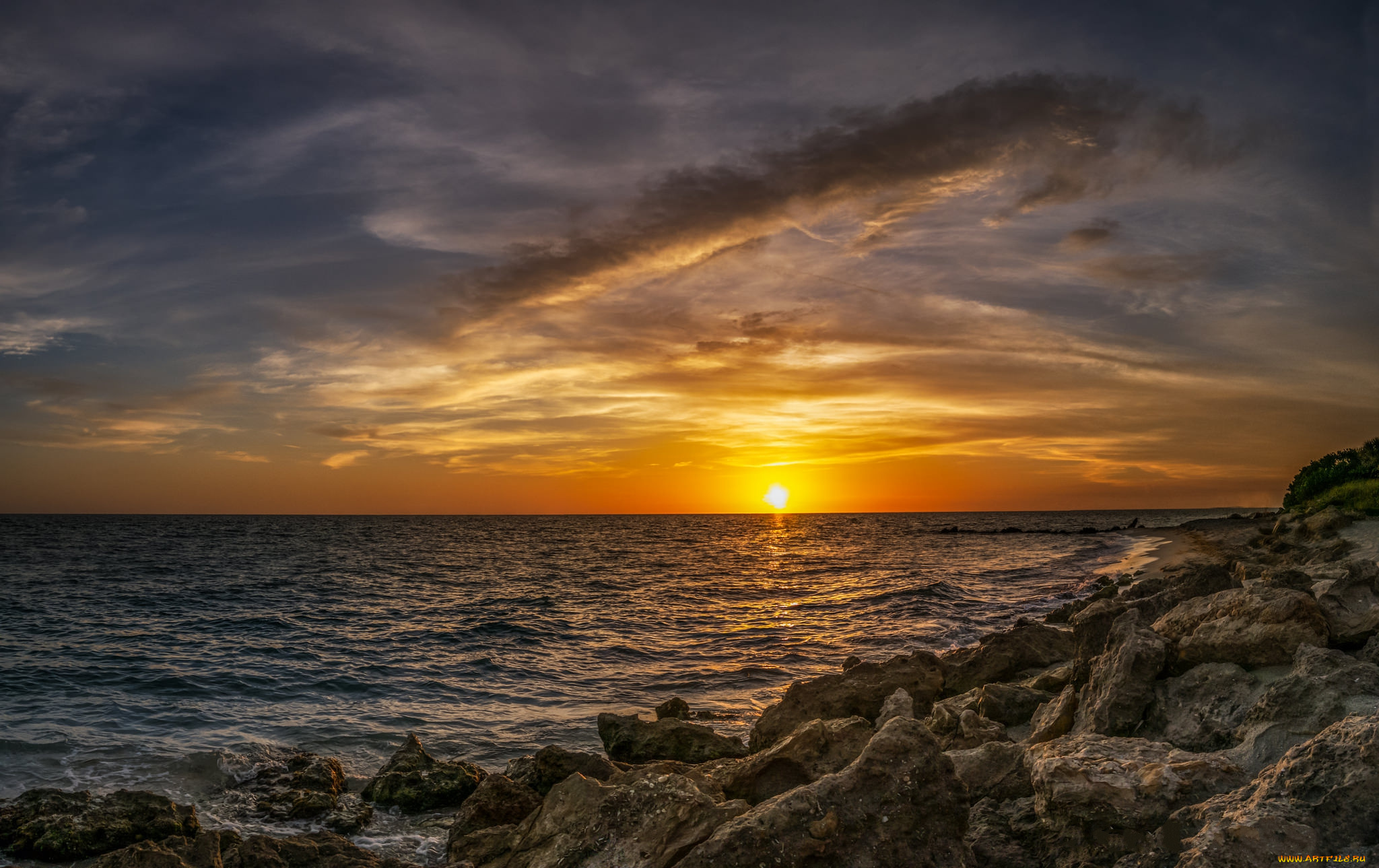 природа, восходы, закаты, закат, океан