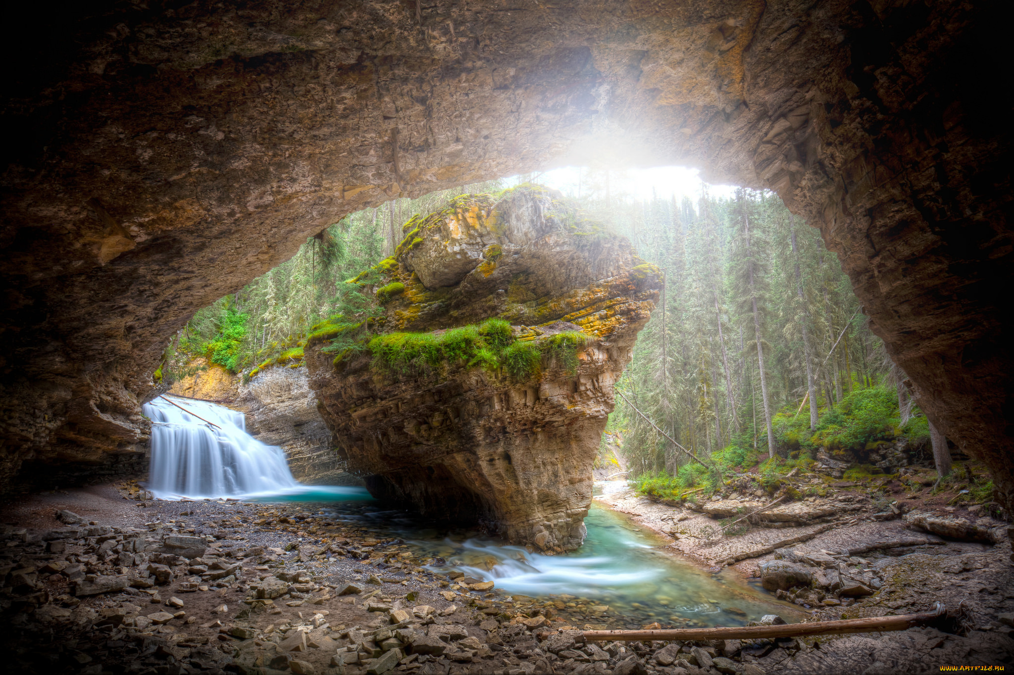 природа, водопады, лес, водопад, река