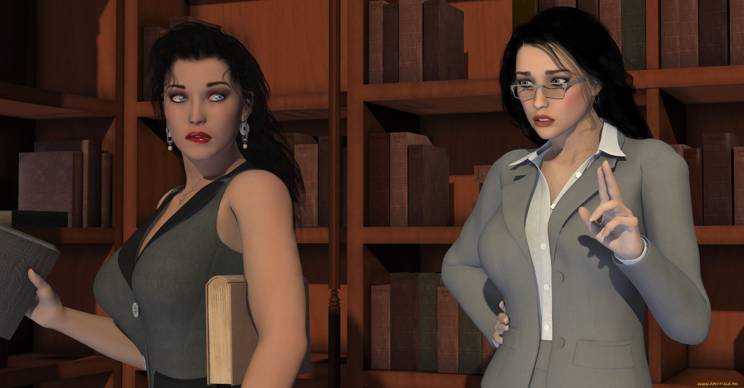 librarian, 3д, графика, фантазия, , fantasy, взгляд, фон, девушки