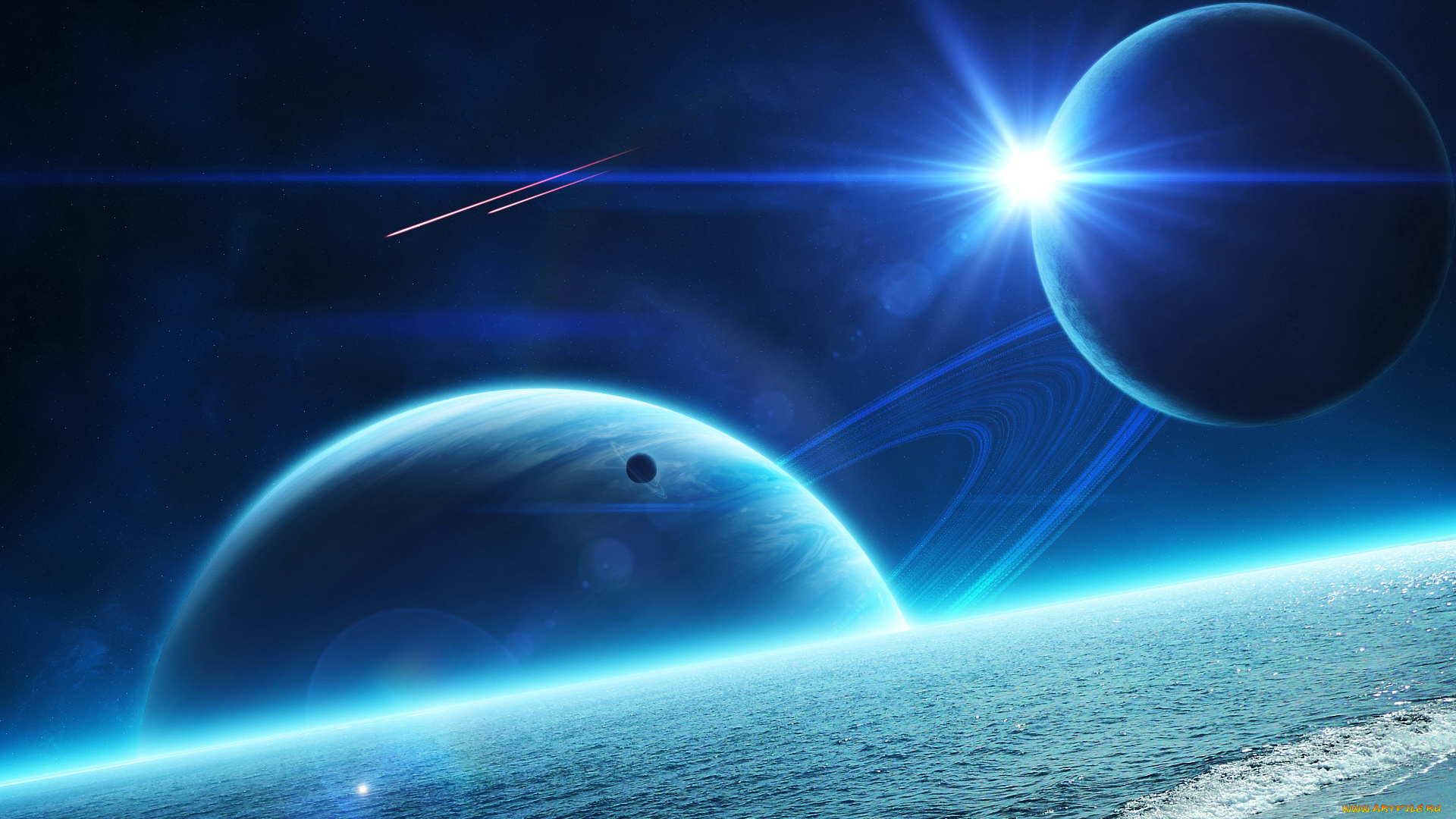 космос, арт, планеты, вселенная, галактика