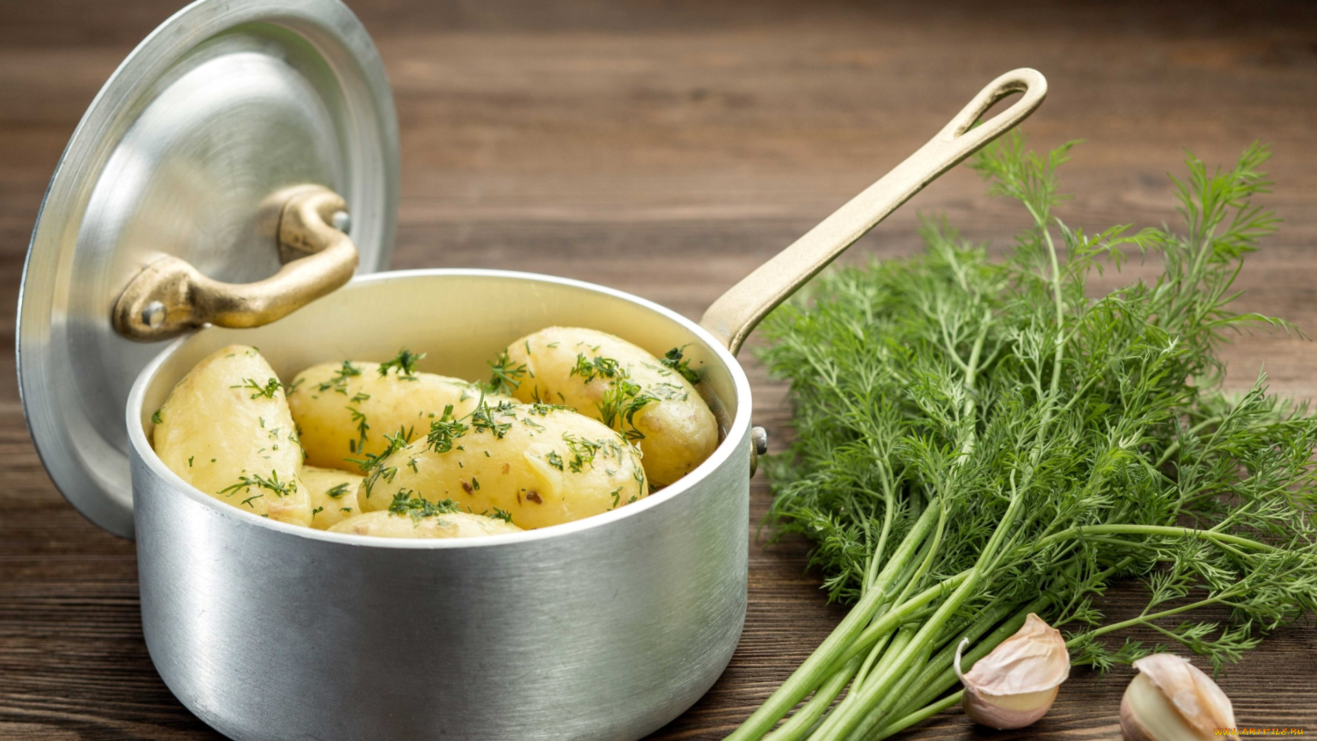 еда, картофель, чеснок, кастрюля, укроп