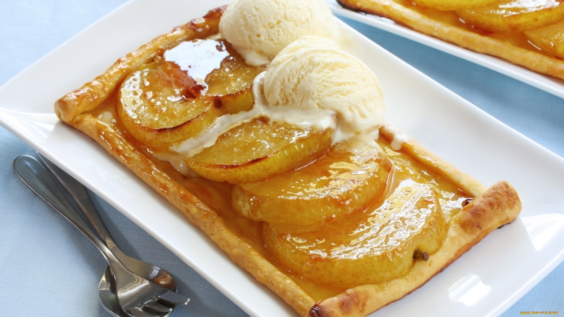 еда, мороженое, , десерты, яблоко, десерт, слойка