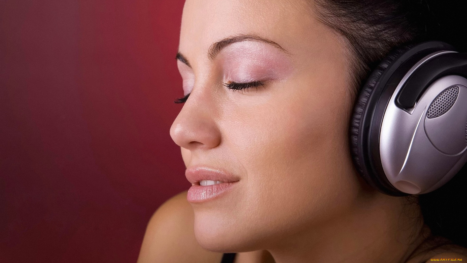 музыка, -, другое, наушники, лицо, девушка