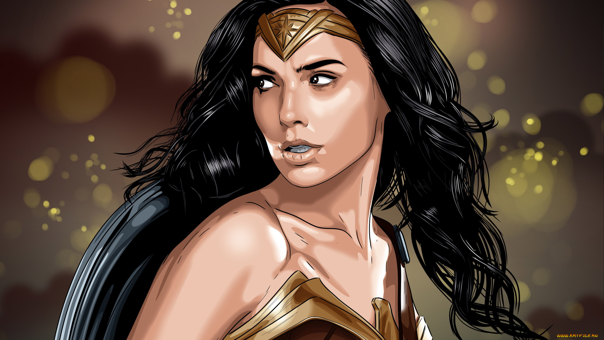 рисованное, кино, взгляд, девушка, фон