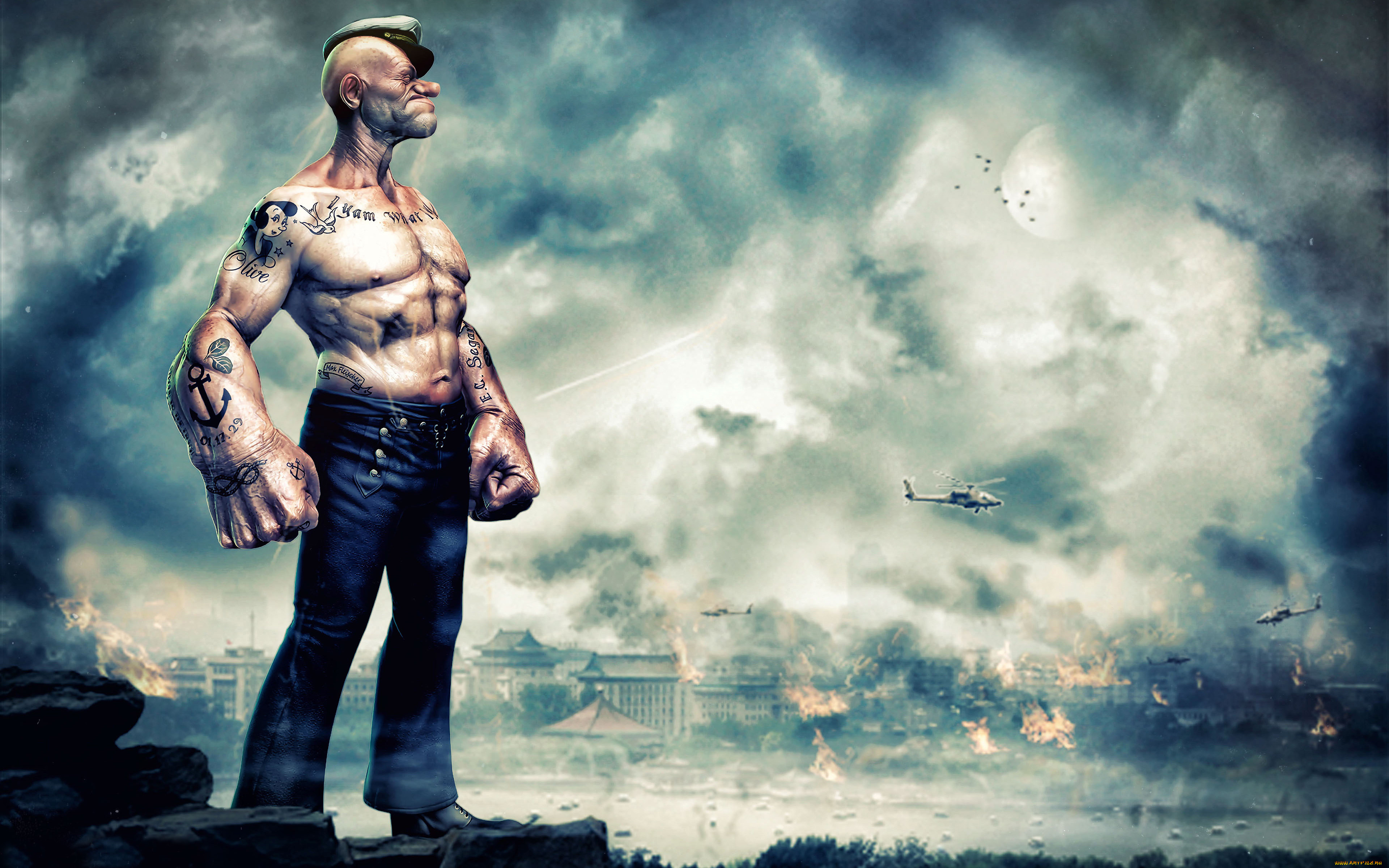 рисованное, комиксы, попай, моряк, popeye