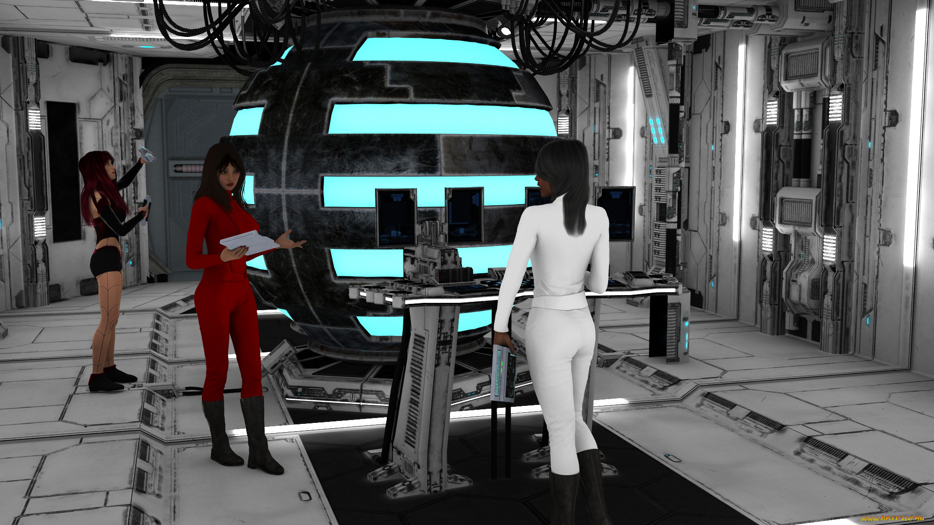 3д, графика, фантазия, , fantasy, девушки, взгляд, фон